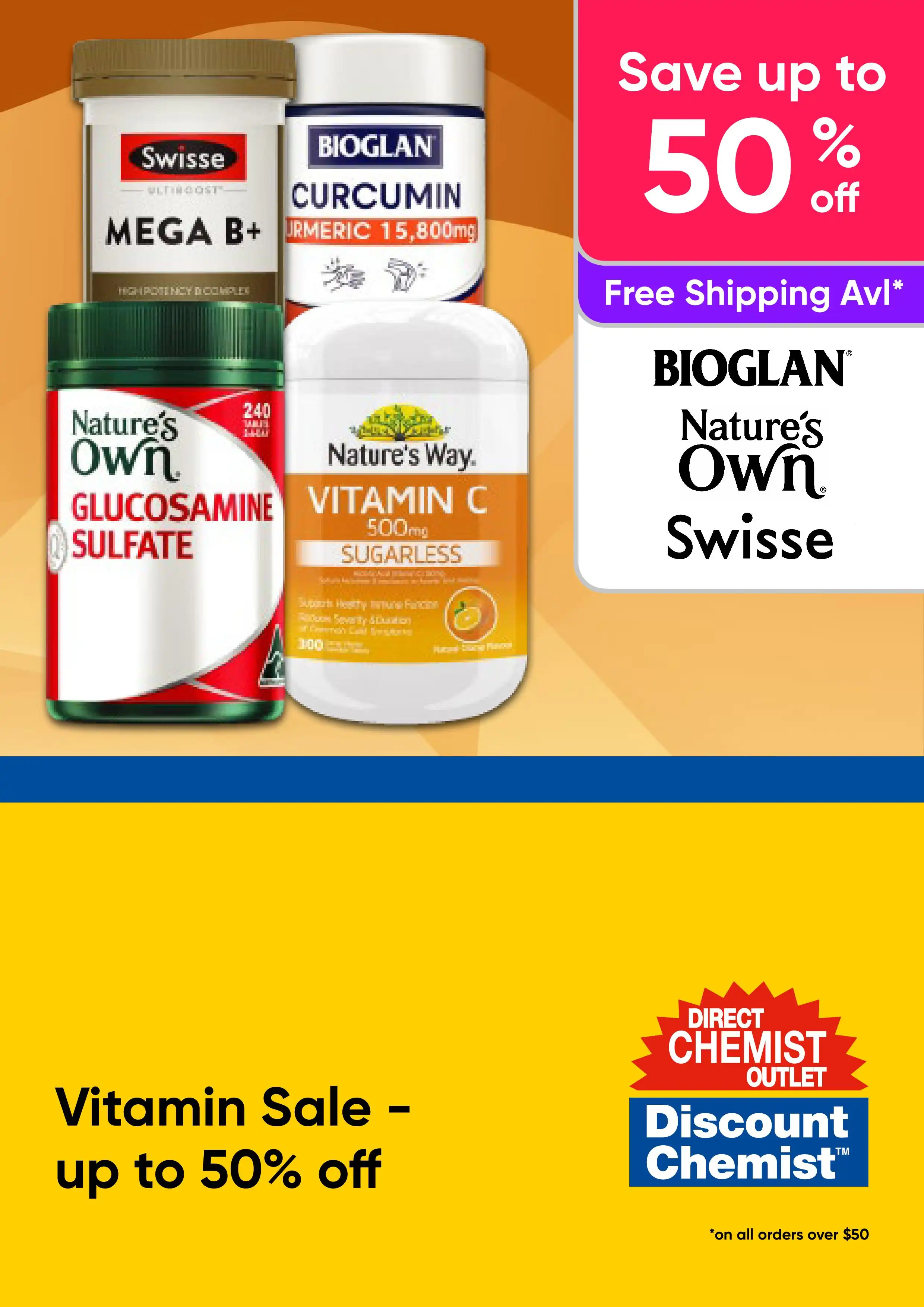 Vitamin Sale - Bioglan, Nature's Own, Swisse - up to 50% off
