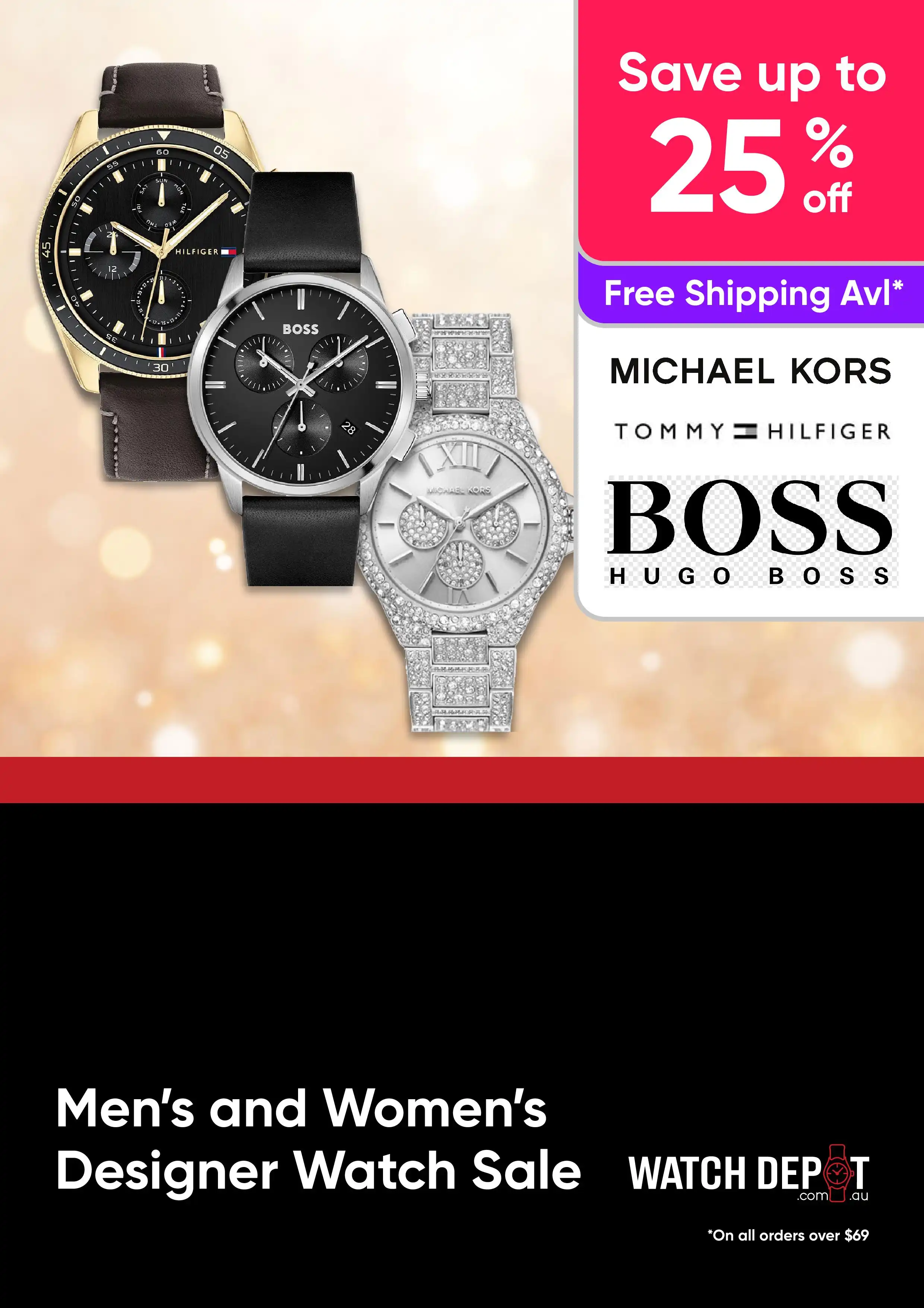 Designer Watches on Sale - Guess, Hugo Boss, Michael Kors, Tommy Hilfiger - Up to 25% off