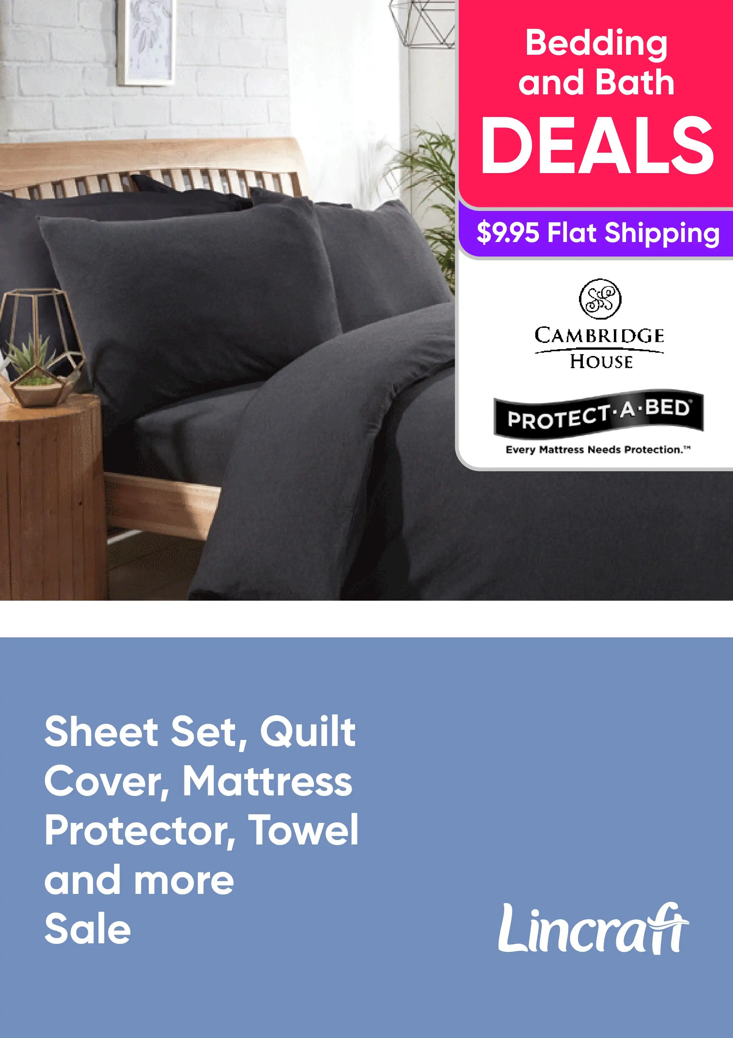Bedding and Bath Sale - Sheet Sets, Quilt Covers, Mattress Protectors, Towels and More - Cambridge House, Protect-A-Bed
