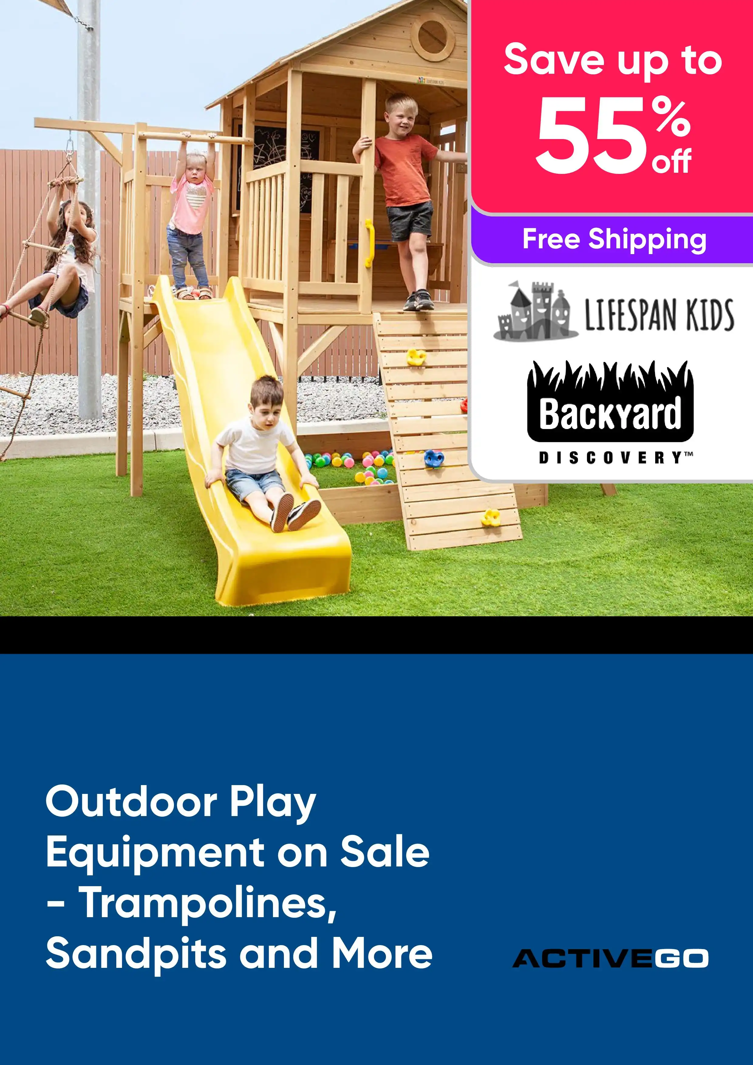 Outdoor Play Equipment on Sale - Trampolines, Sandpits and More - Save up to 55% off