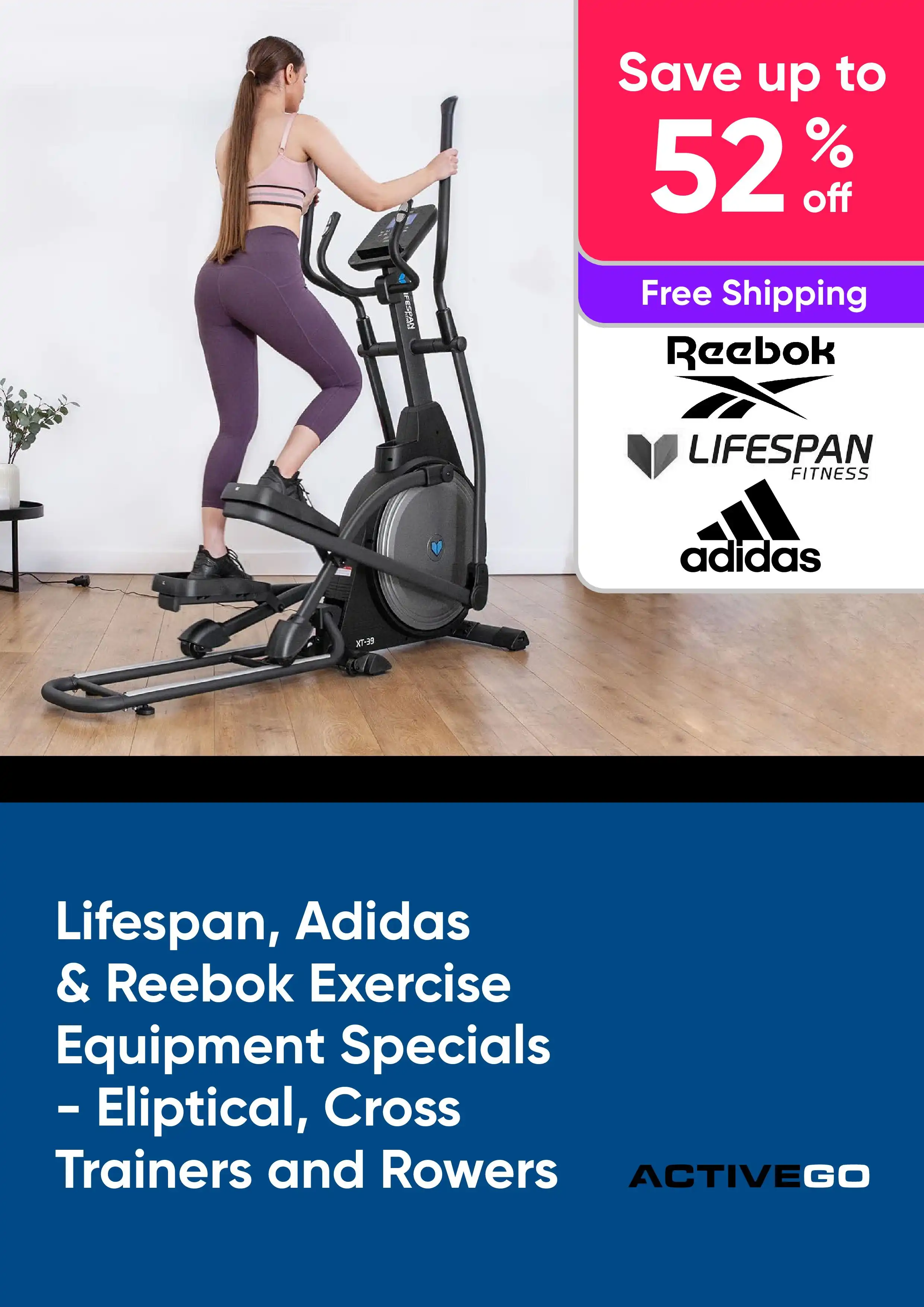 Lifespan, Adidas & Reebok Exercise Equipment Specials - Eliptical, Cross Trainers and Rowers - Save up to 52% off