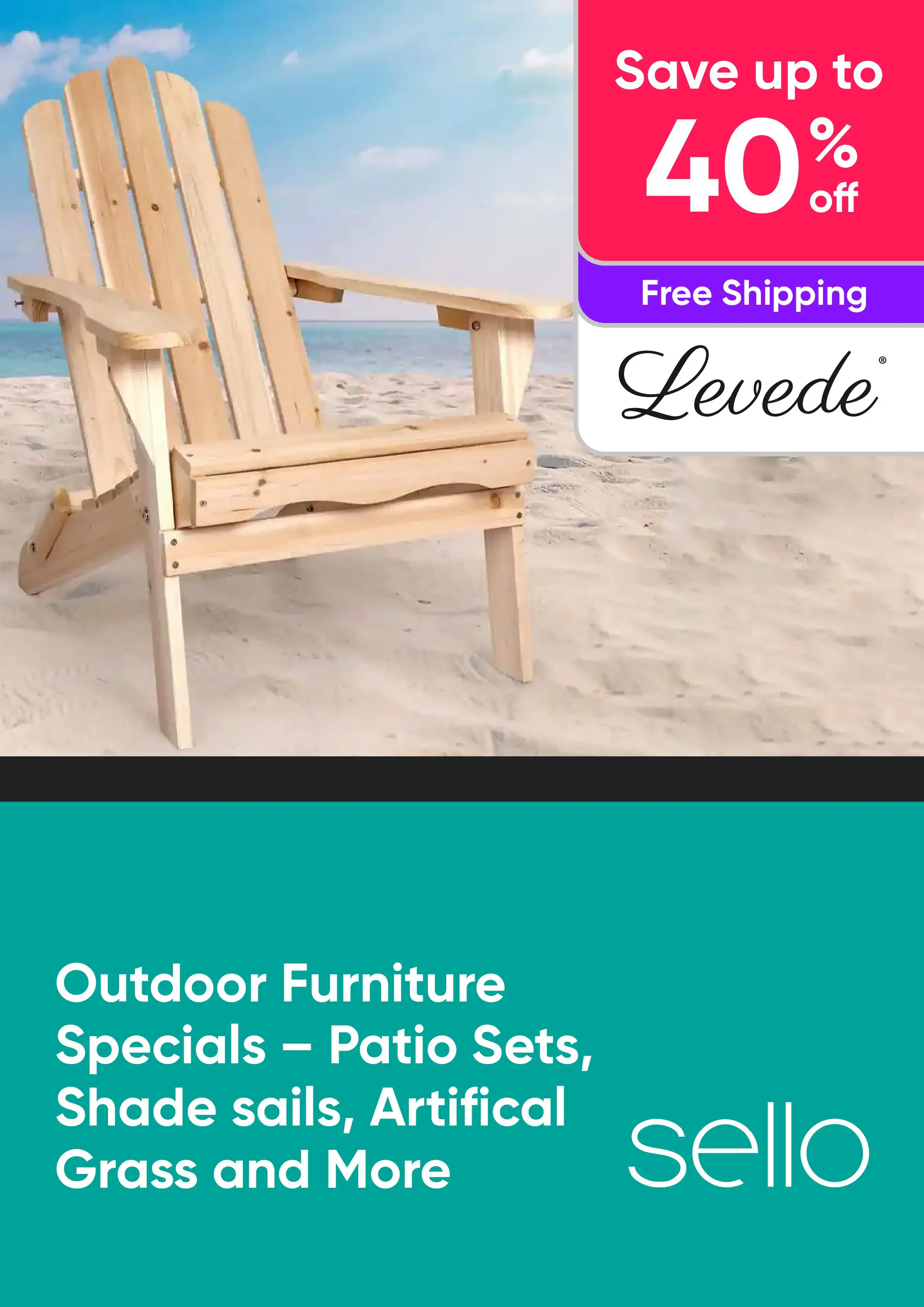 Outdoor Furniture Specials - Patio Sets, Shade Sails and More - Levede - Up to 40% Off