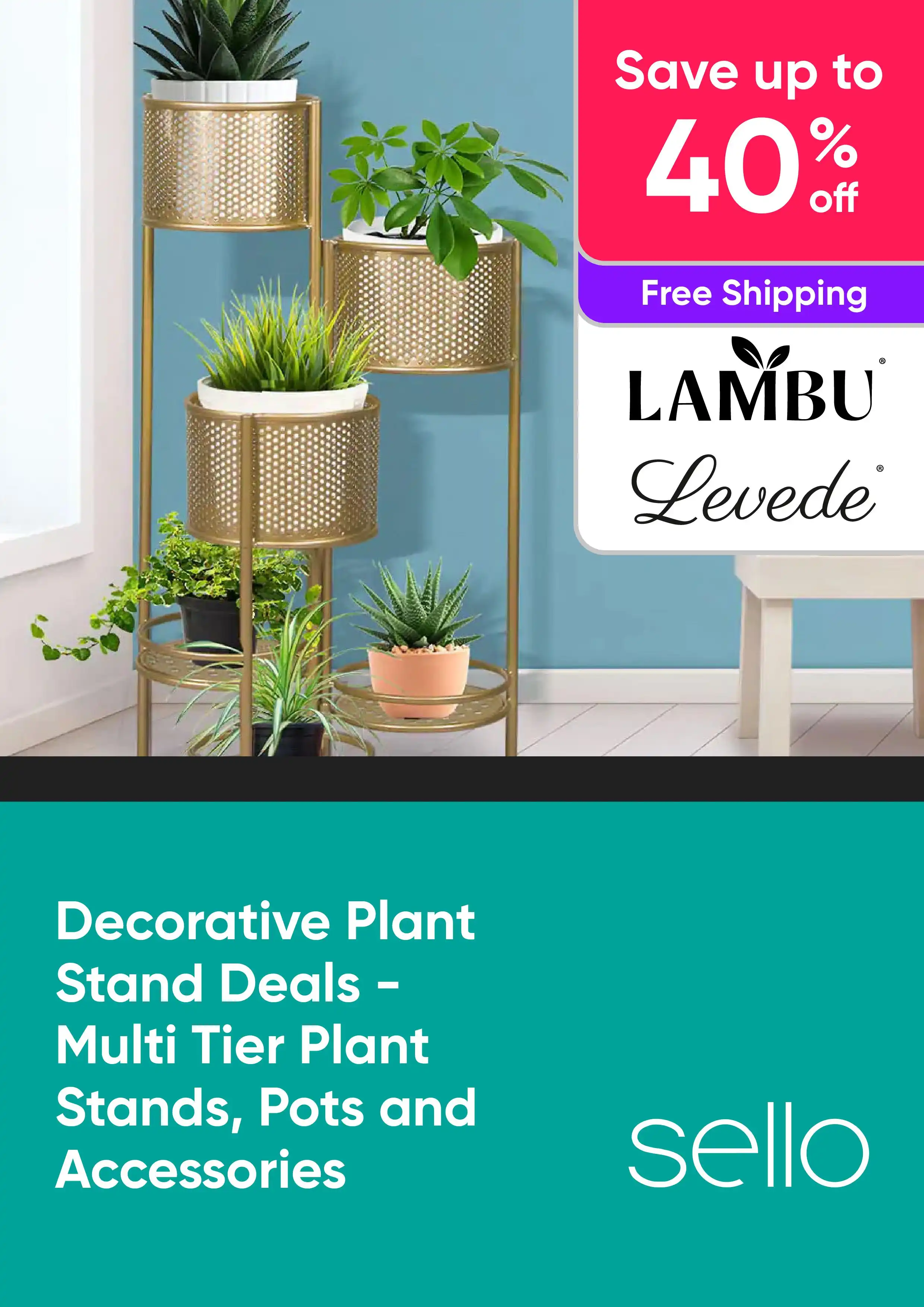 Decorative Plant Stands Deals - Multi Tier Plant Stands, Pots and Accessories - Lambu, Levede - Up to 40% Off