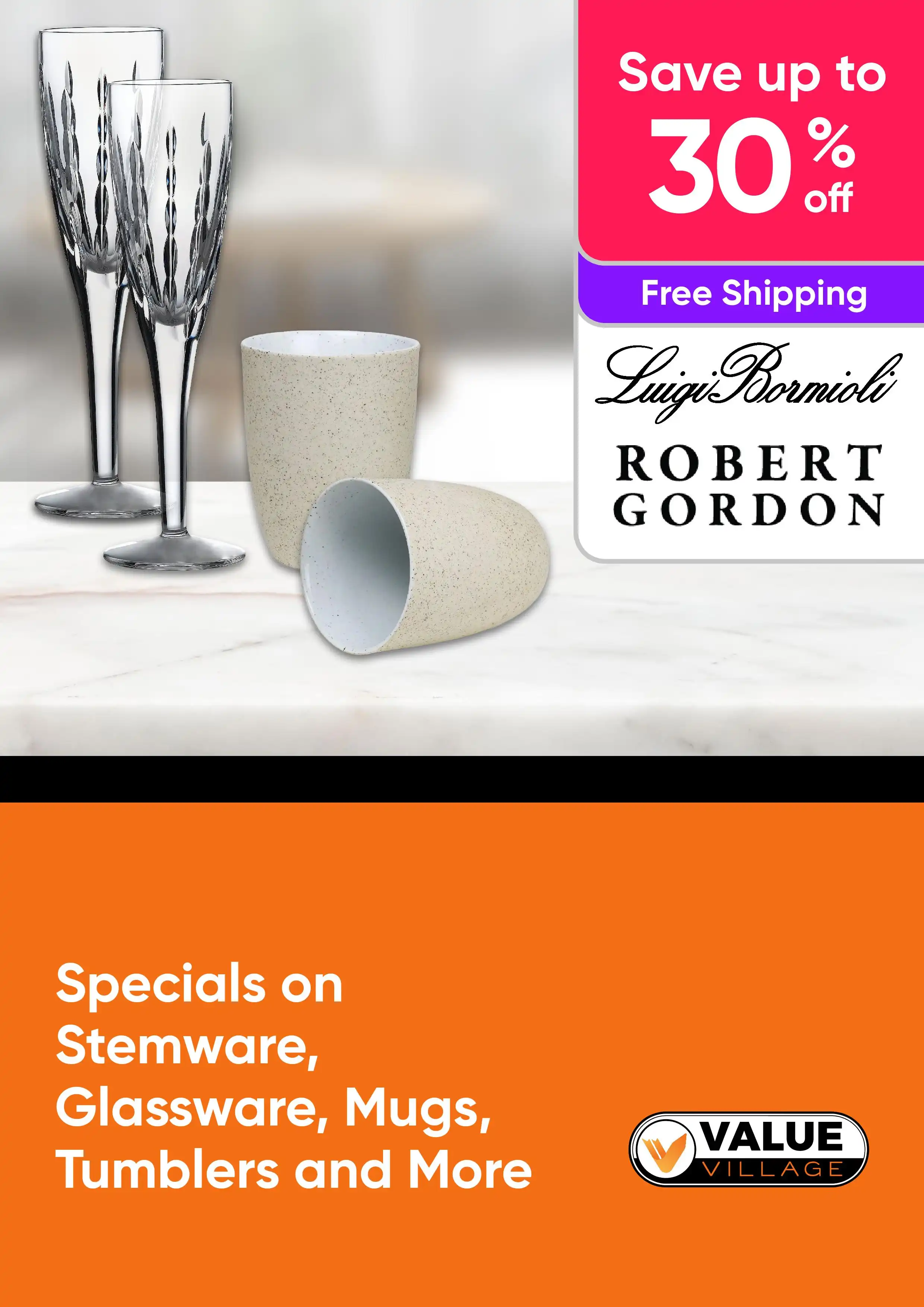 Specials on Stemware, Glassware, Mugs, Tumblers and More - Luigi Bormioli, Robert Gordon - Up to 30% Off 