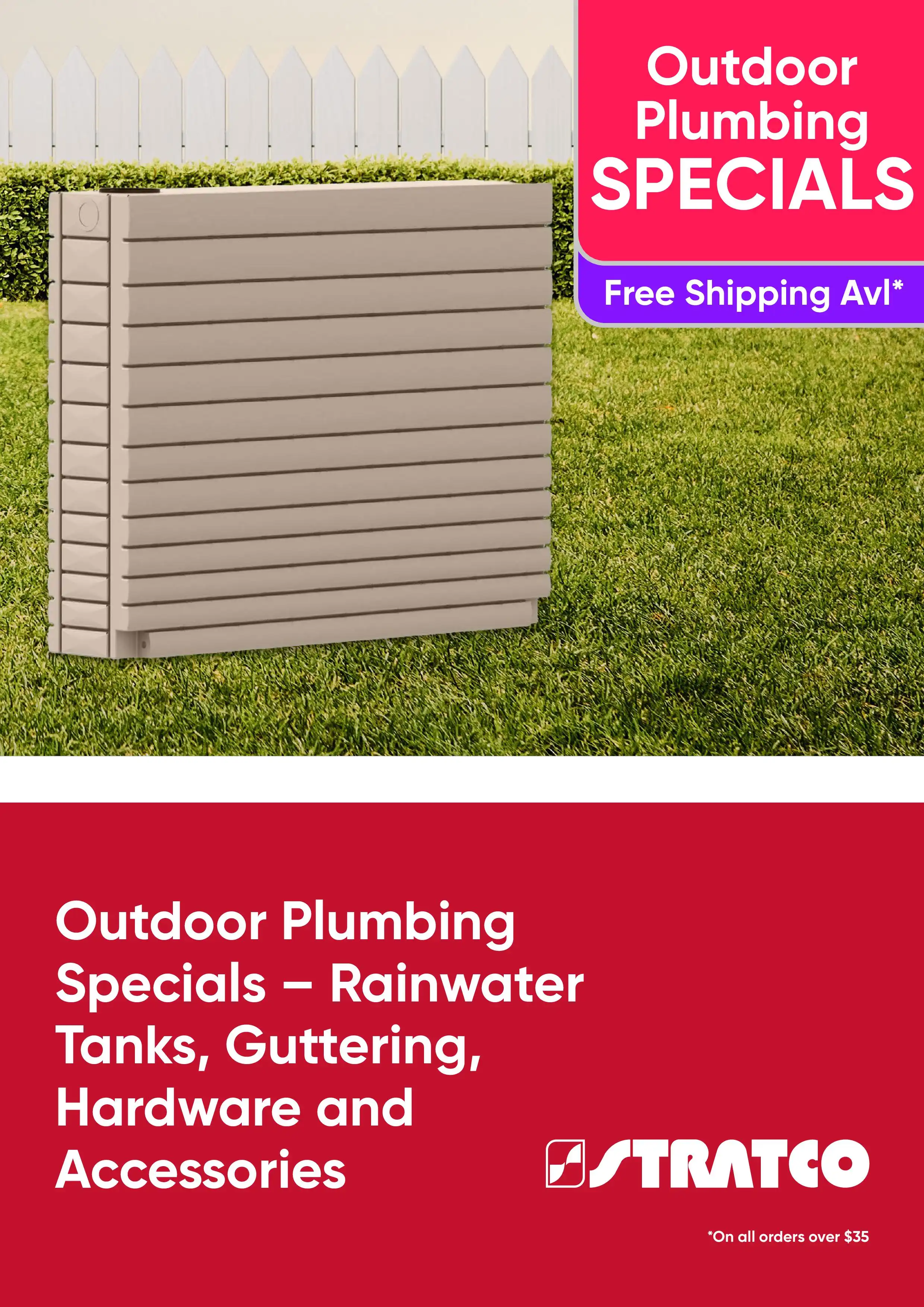 Outdoor Plumbing Specials - Rainwater Tanks, Guttering, Hardware and Accessories - NSW