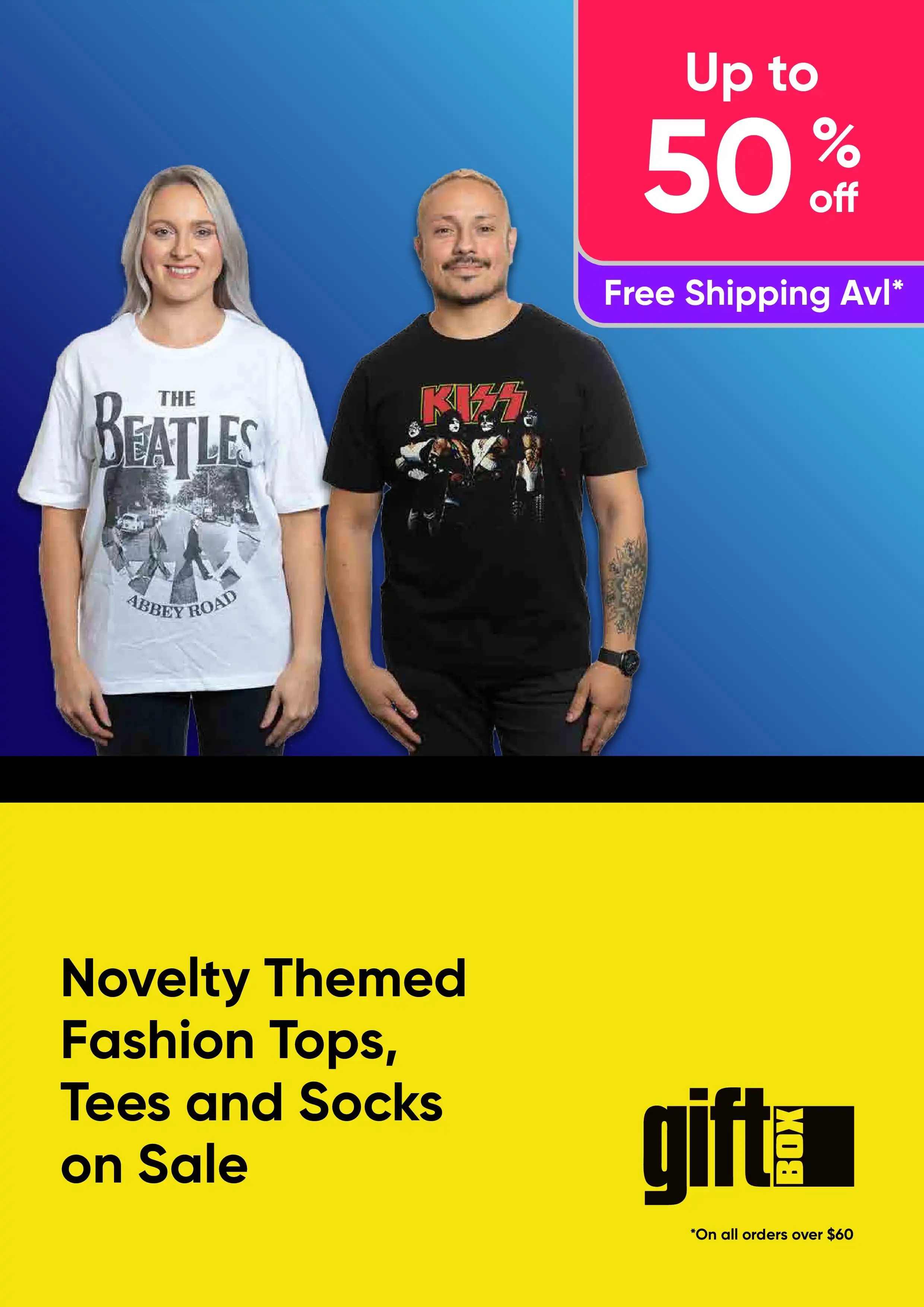 Novelty Themed Fashion Tops, Tees and Socks on Sale - Up to 50% off