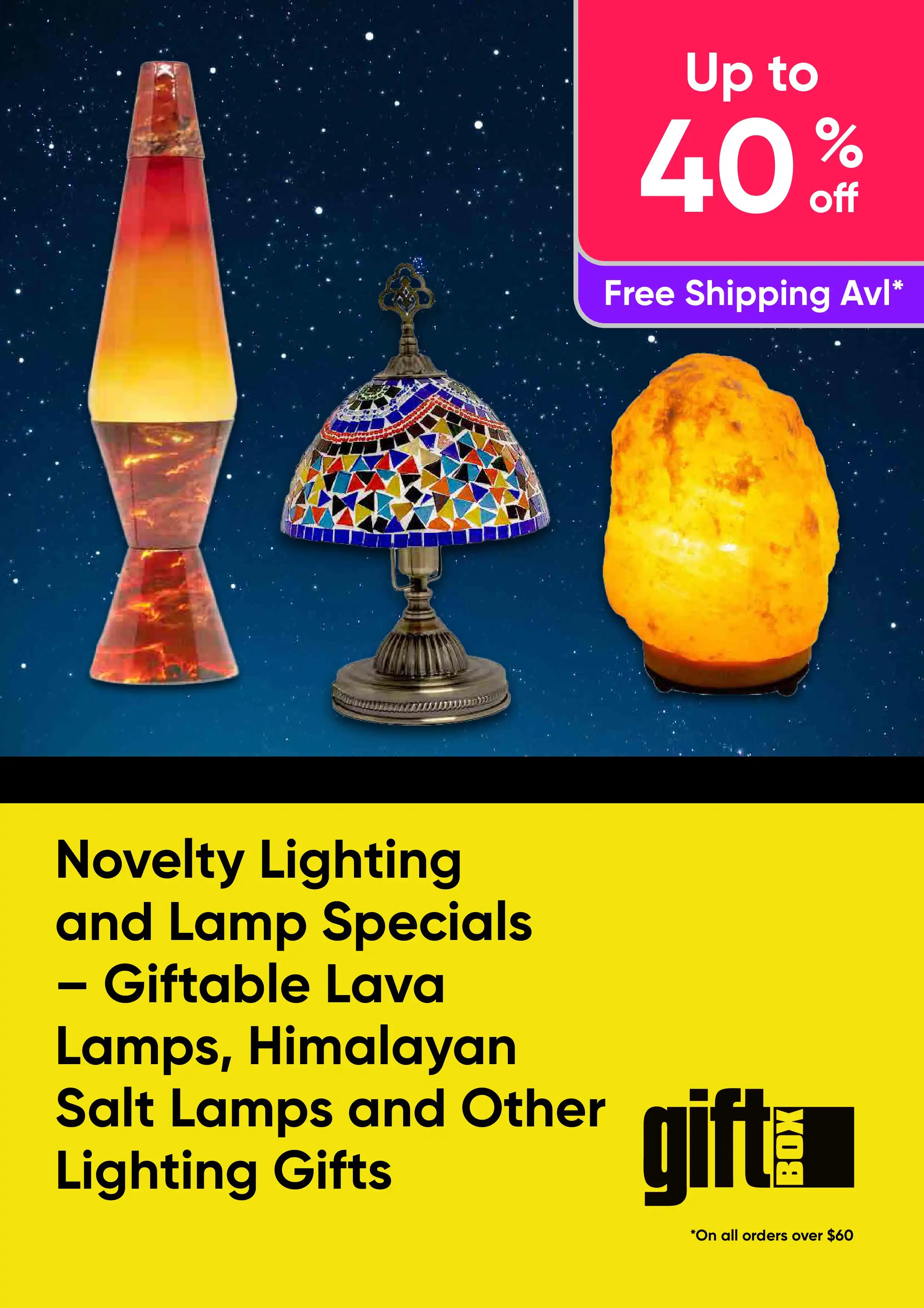 Novelty Lighting and Lamp Specials - Giftable Lava Lamps, Himalayan Salt Lamps and Other Lighting Gifts - Up to 40% off