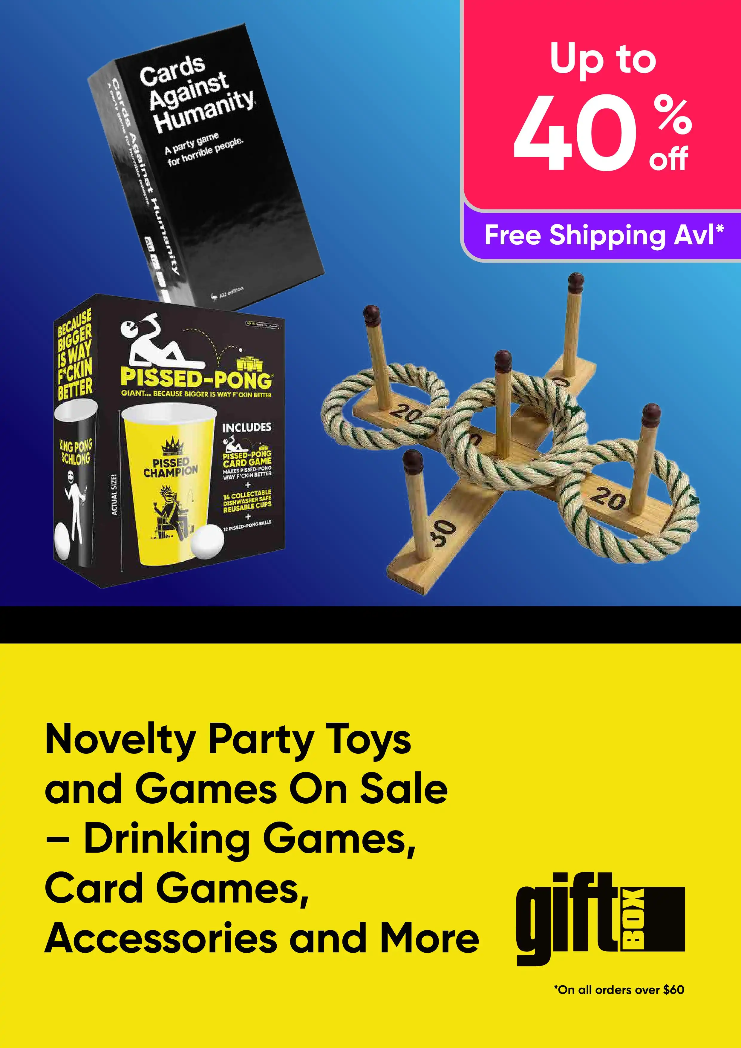 Novelty Party Toys and Games On Sale - Drinking Games, Card Games, Accessories and More - Up to 40% off