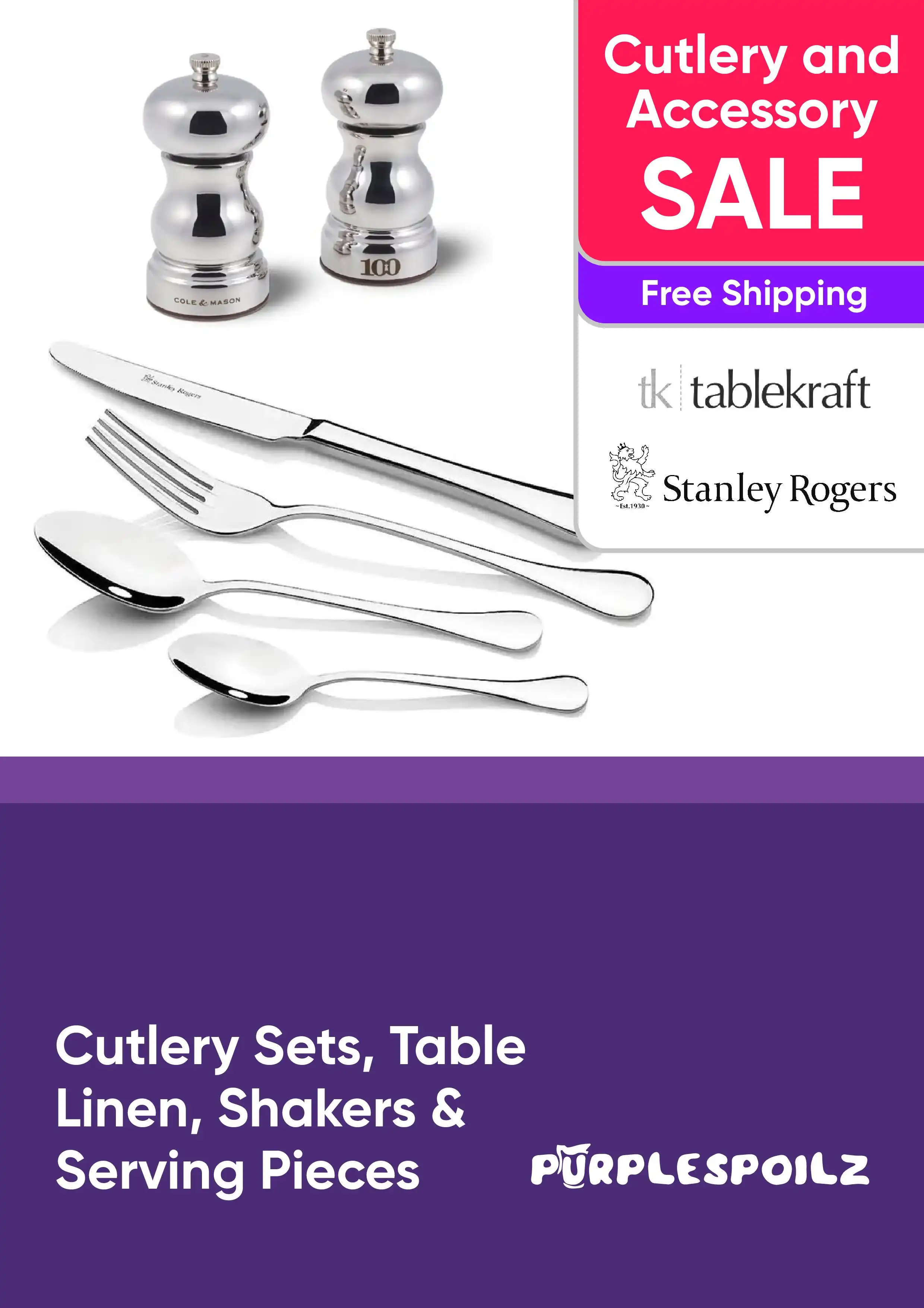 Cutlery Sets, Shakers, Serving Pieces and More - Free Shipping