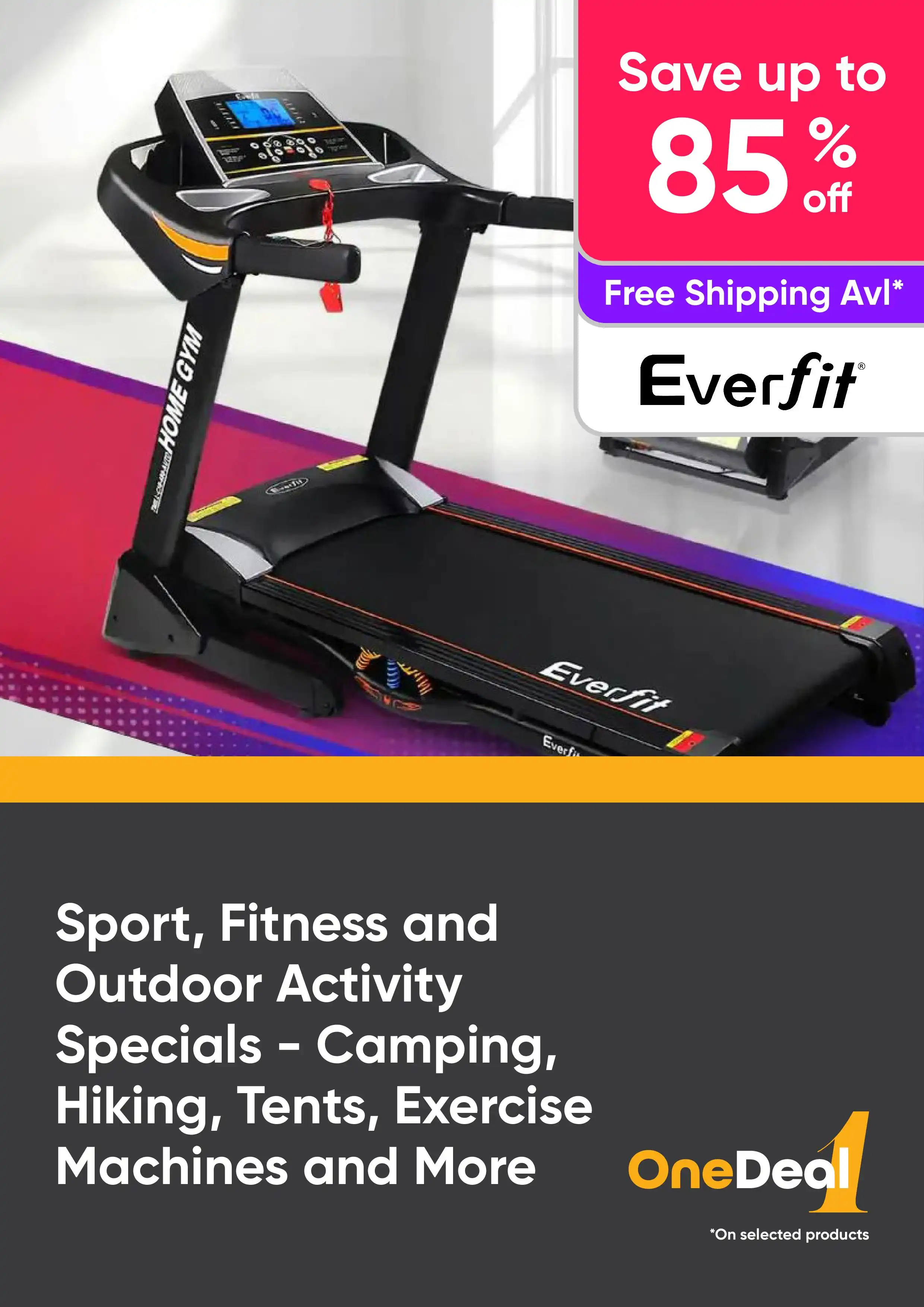 Sports, Fitness and Outdoor Activities Specials - Camping, Hiking, Tents, Exercise Machines and More - Save up to 85% Off