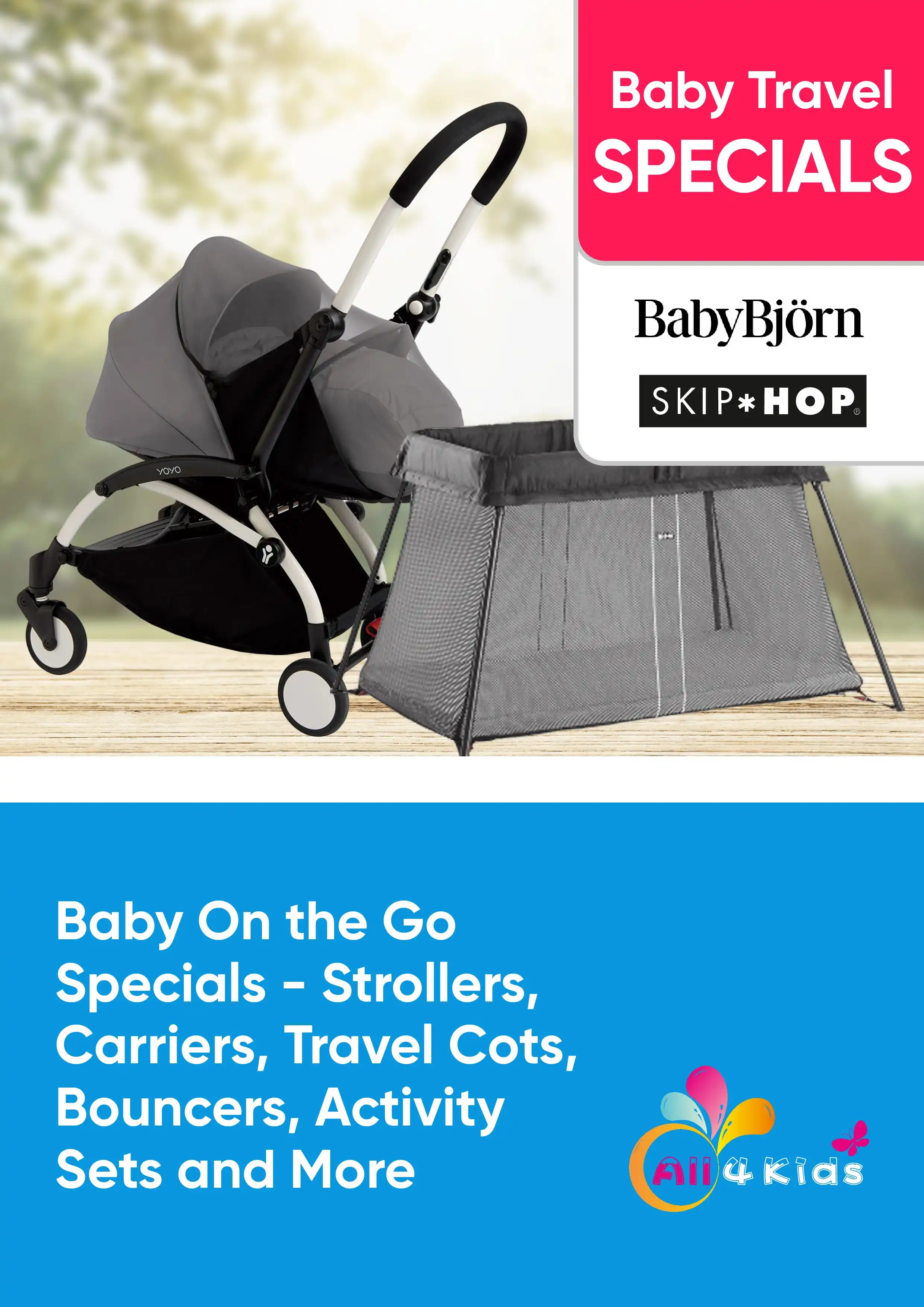 Baby On the Go Specials - Strollers, Carriers, Travel Cots, Bouncers, Activity Sets and More