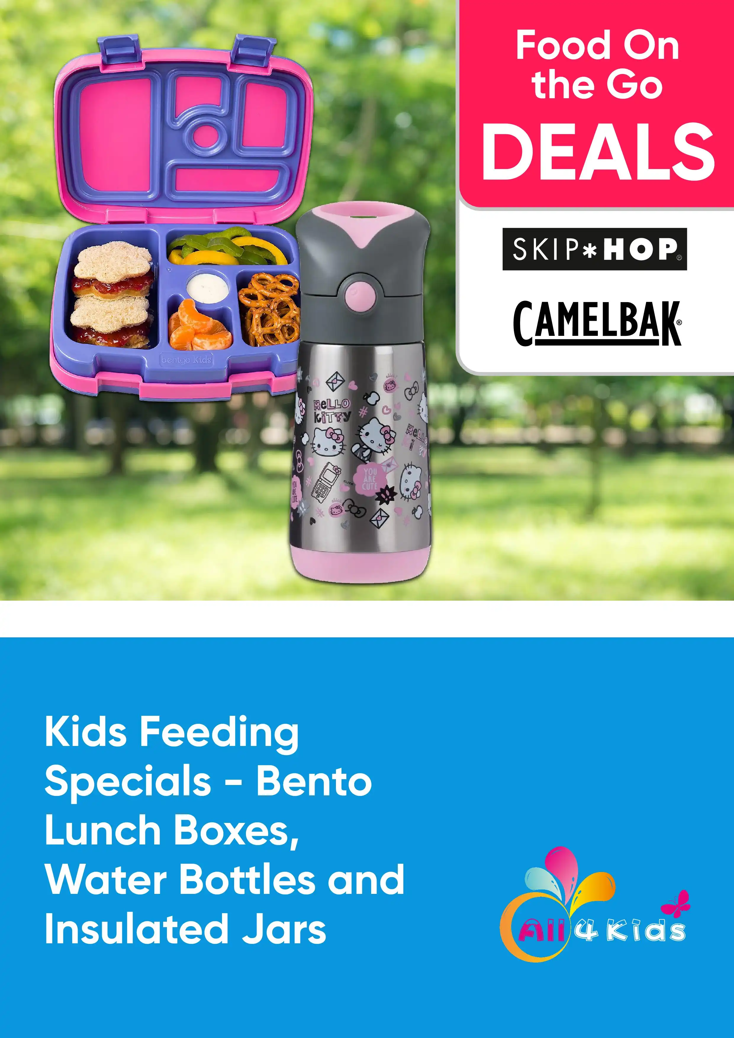 Kids Feeding Specials - Bento Lunch Boxes, Water Bottles and Insulated Jars