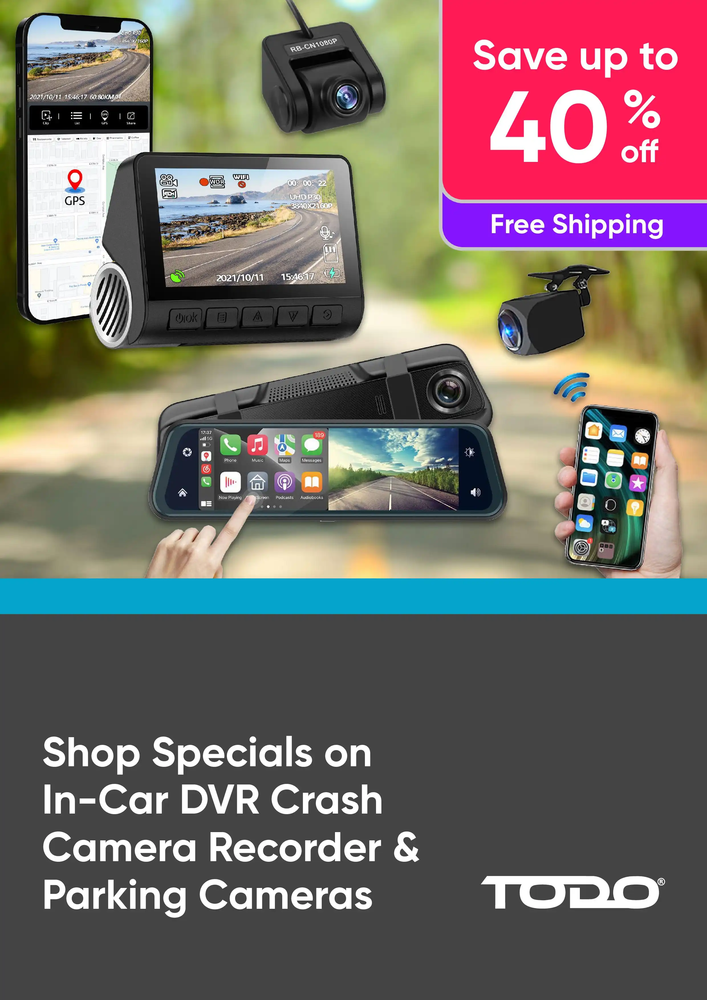 Shop Specials on In-Car DVR Crash Camera Recorder & Parking Cameras - Save Up to 40% Off RRP