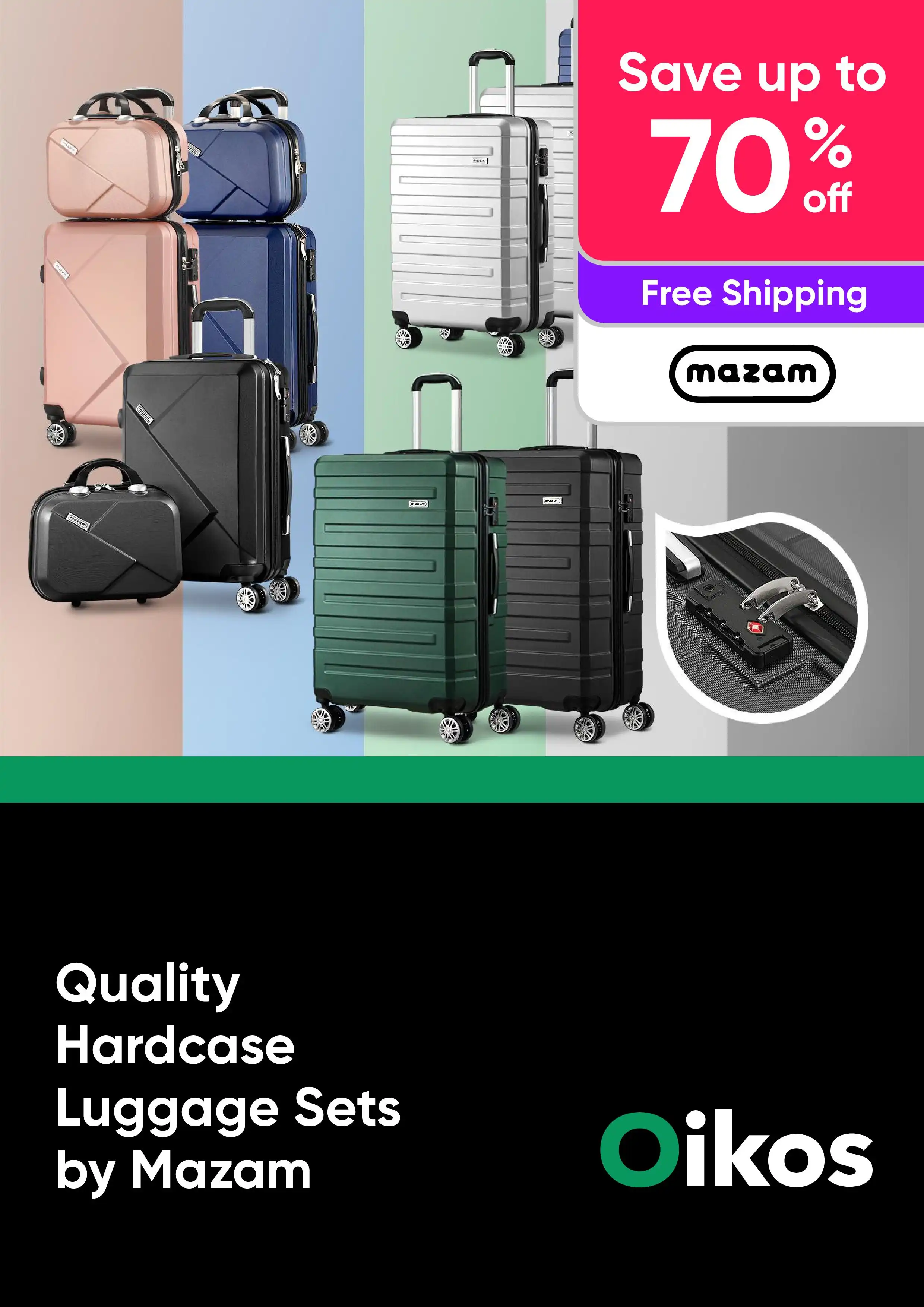 Free Shipping on Quality Hardcase Luggage Sets by Mazam - Up to 70% Off RRP Sale