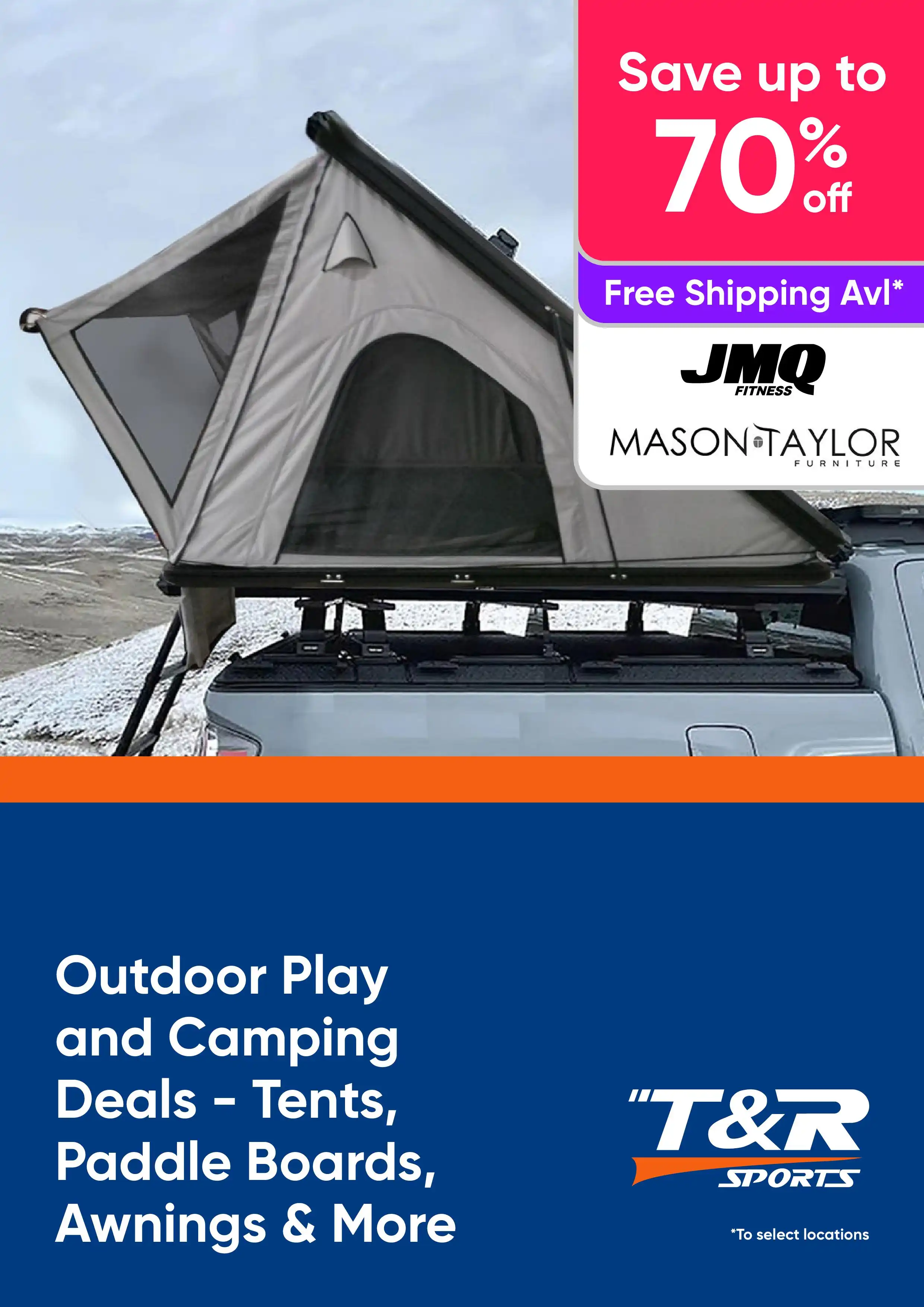 Outdoor Play and Camping Deals - Up to 70% Off Tents, Paddle Boards, Awnings & More