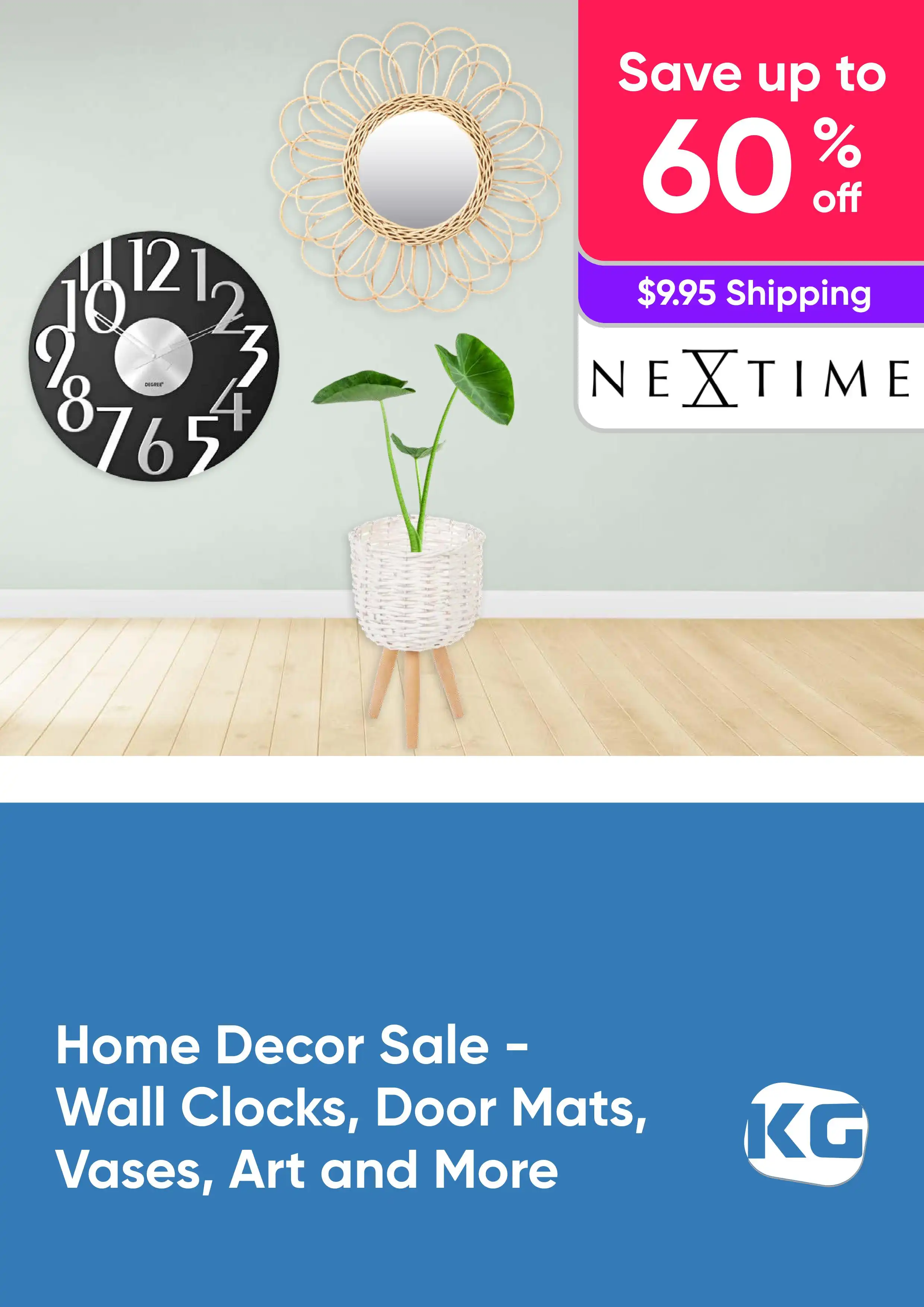 Home Decor Sale - Wall Clocks, Door Mats, Vases, Art and More up to 60% Off