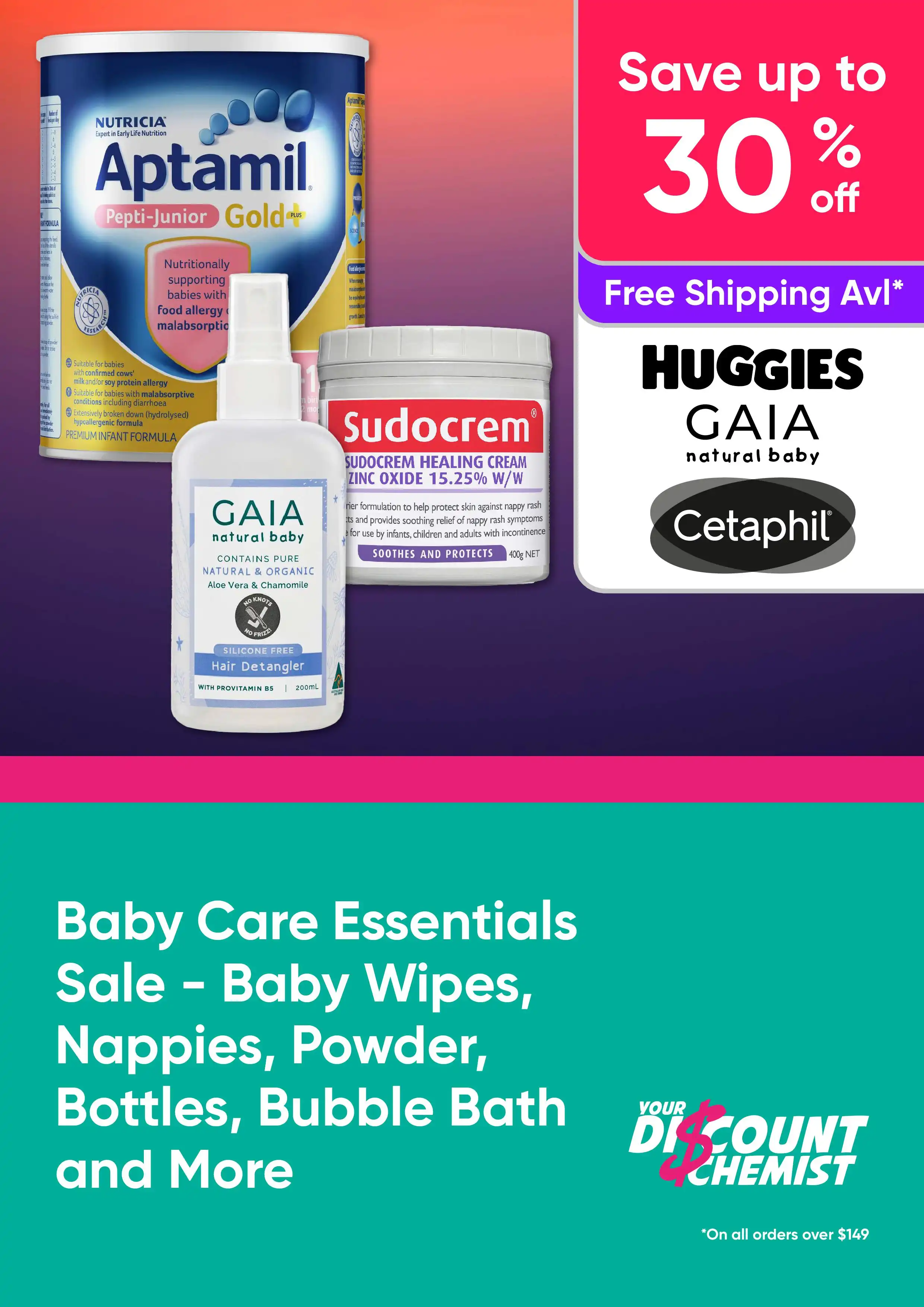Baby Care Essentials Sale Save Up to 30% Off - Baby Wipes, Nappies, Powder, Bottles and More
