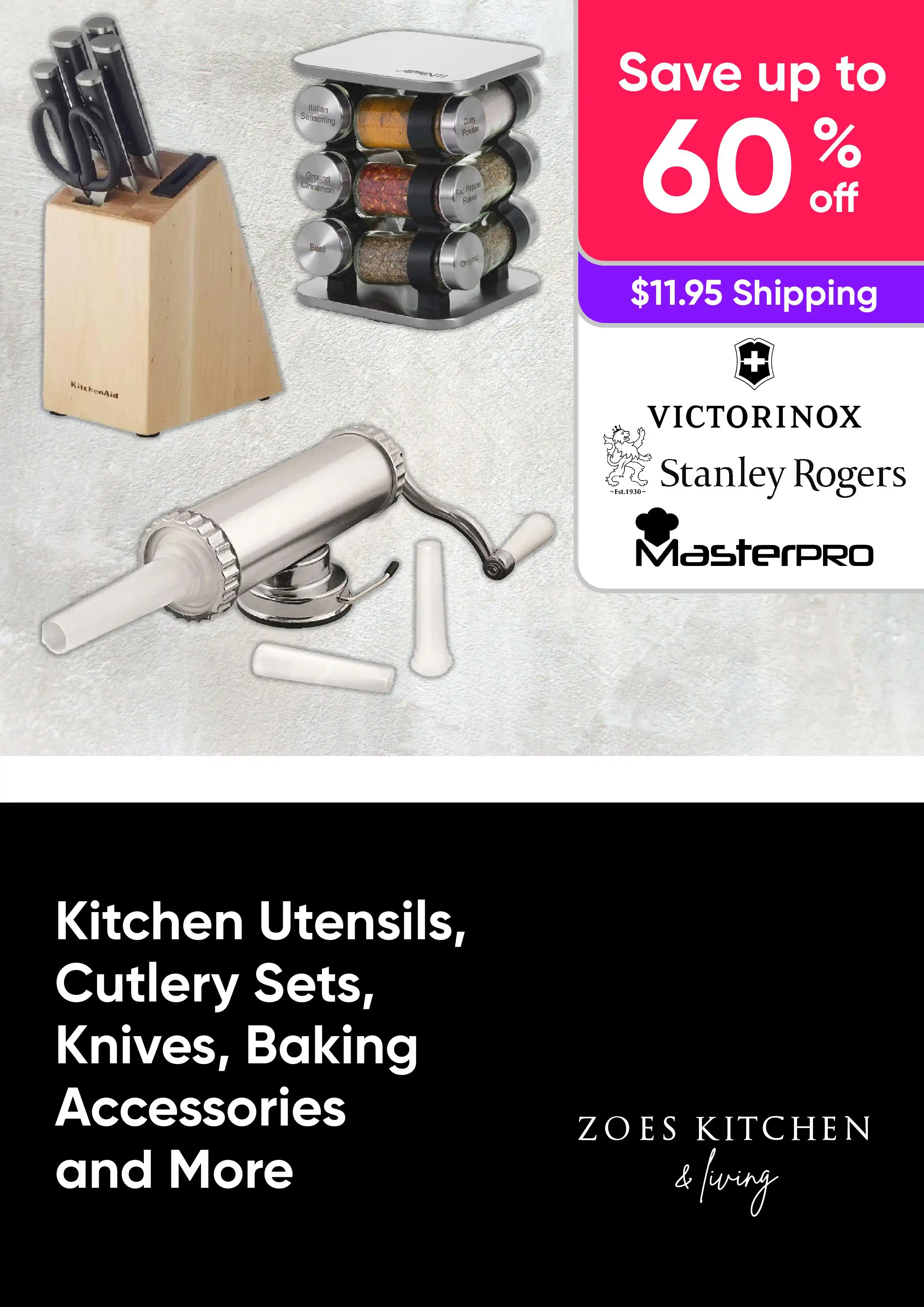 Save Up To 60% Off on a Range of Kitchen Utensils, Cutlery Sets, Knives
