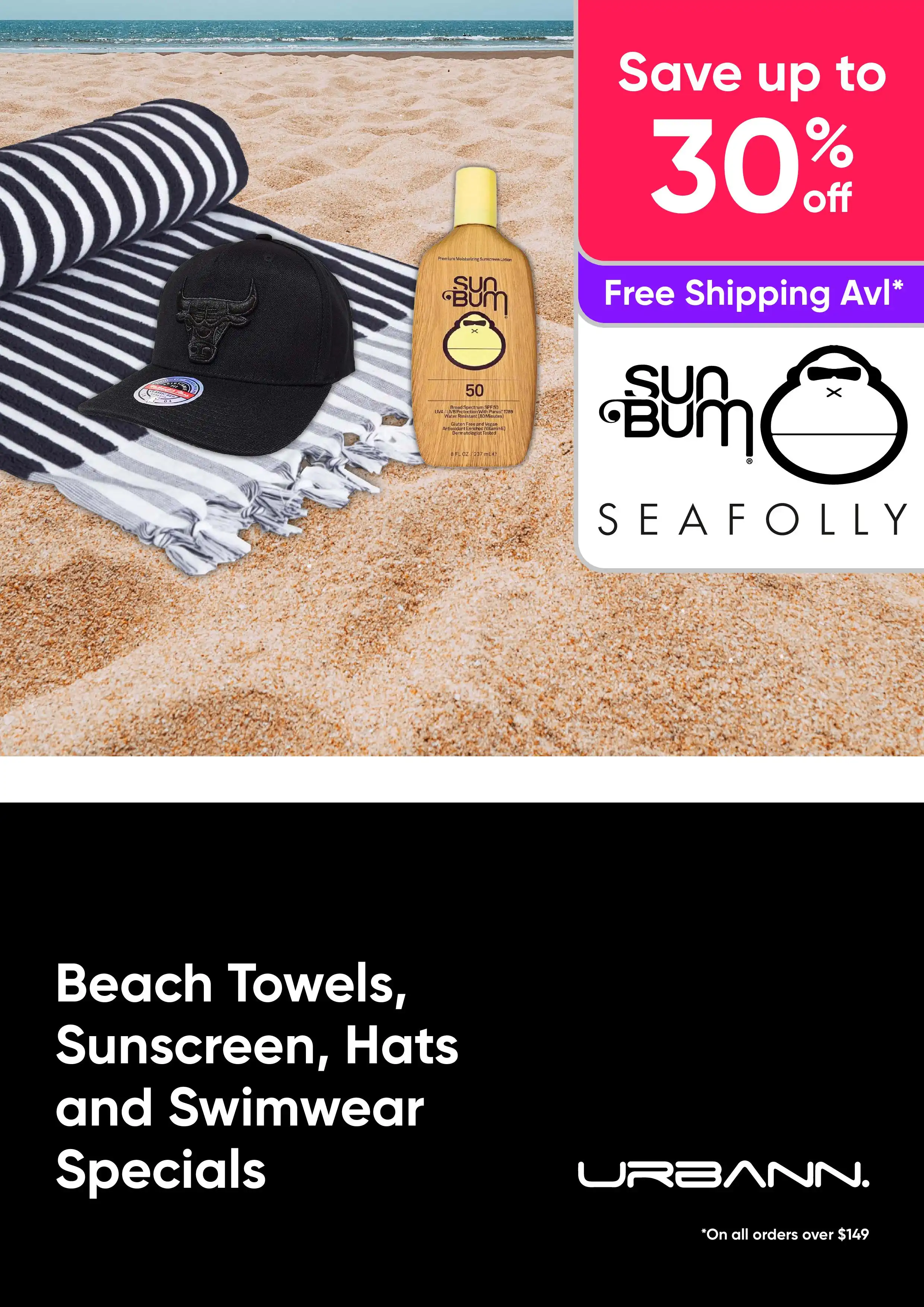 Beach Towels, Sunscreen, Hats and Swimwear Specials - Save Up to 30% Off RRP