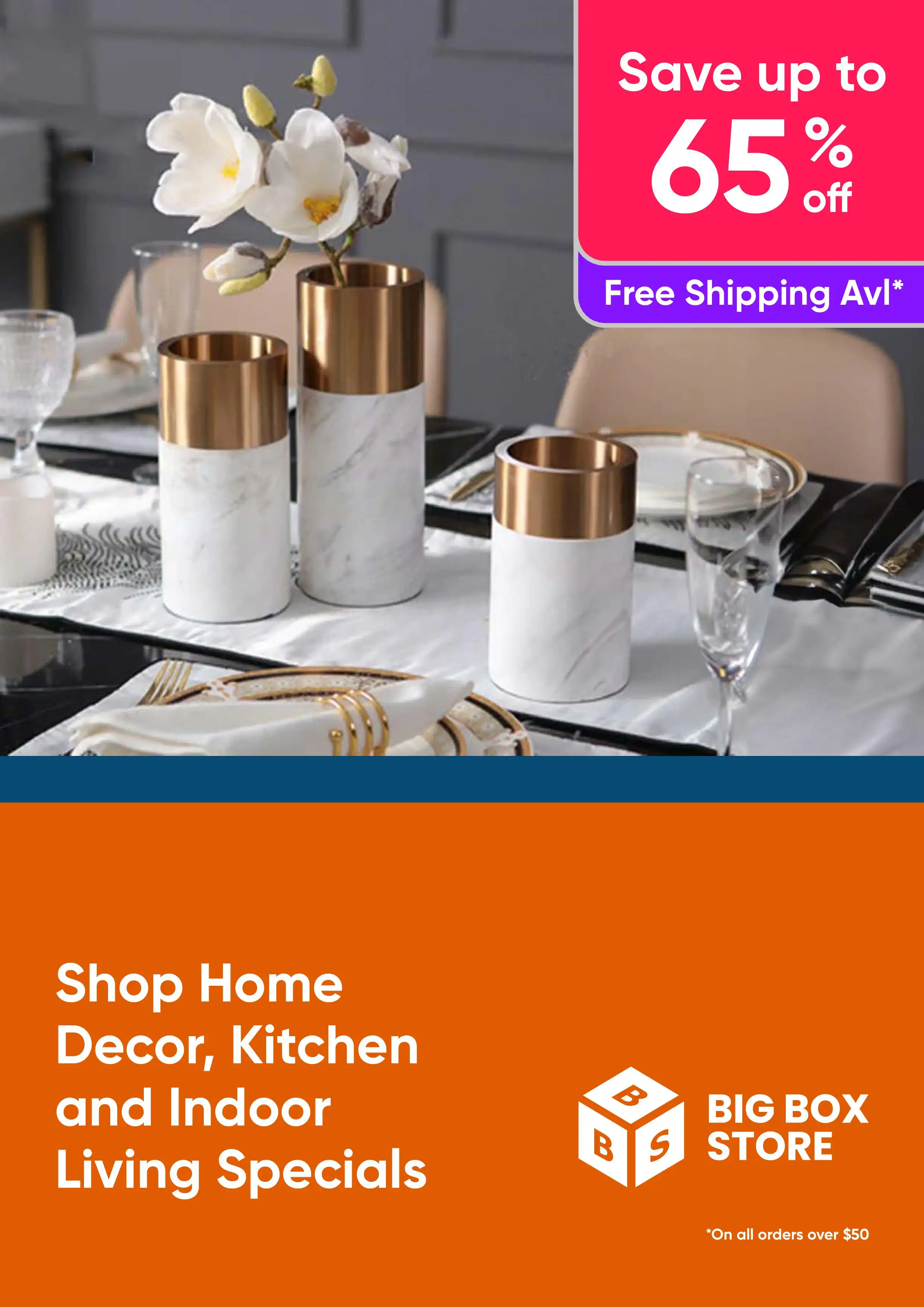 Shop Home Decor, Kitchen and Indoor Living Specials - Save Up to 65% Off