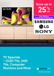 Appliances Online TV Specials - Save Up to 25% RRP On OLED TVs, UHD TVs, Computer Monitors and More
