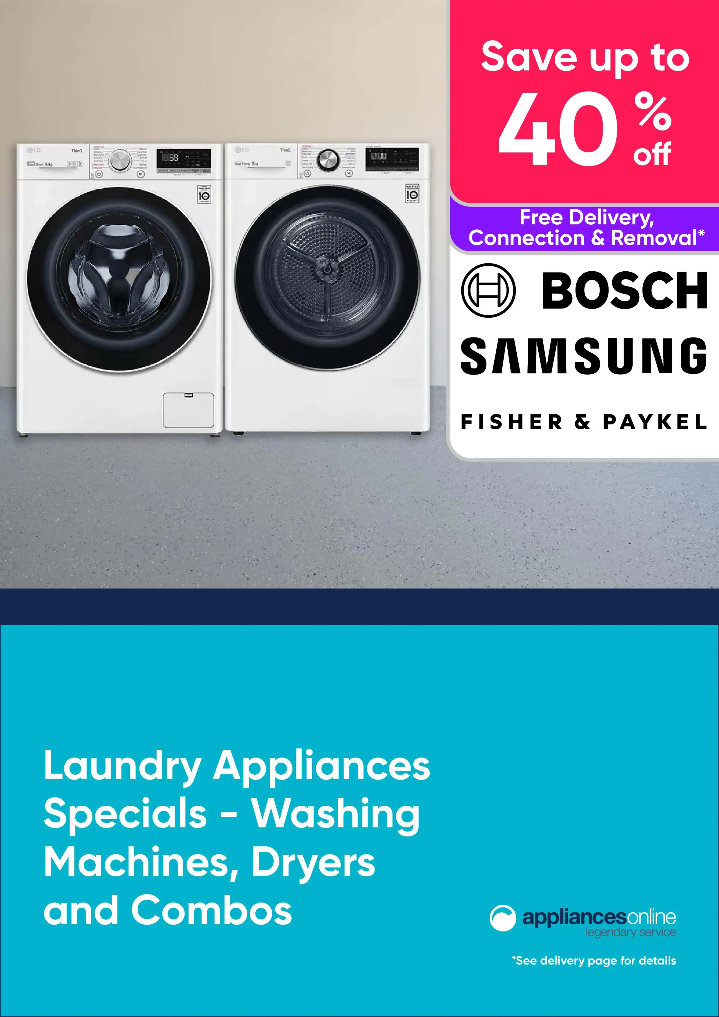 Appliances Online Laundry Appliances Specials - Save Up To 40% RRP On Washing Machines and Combos