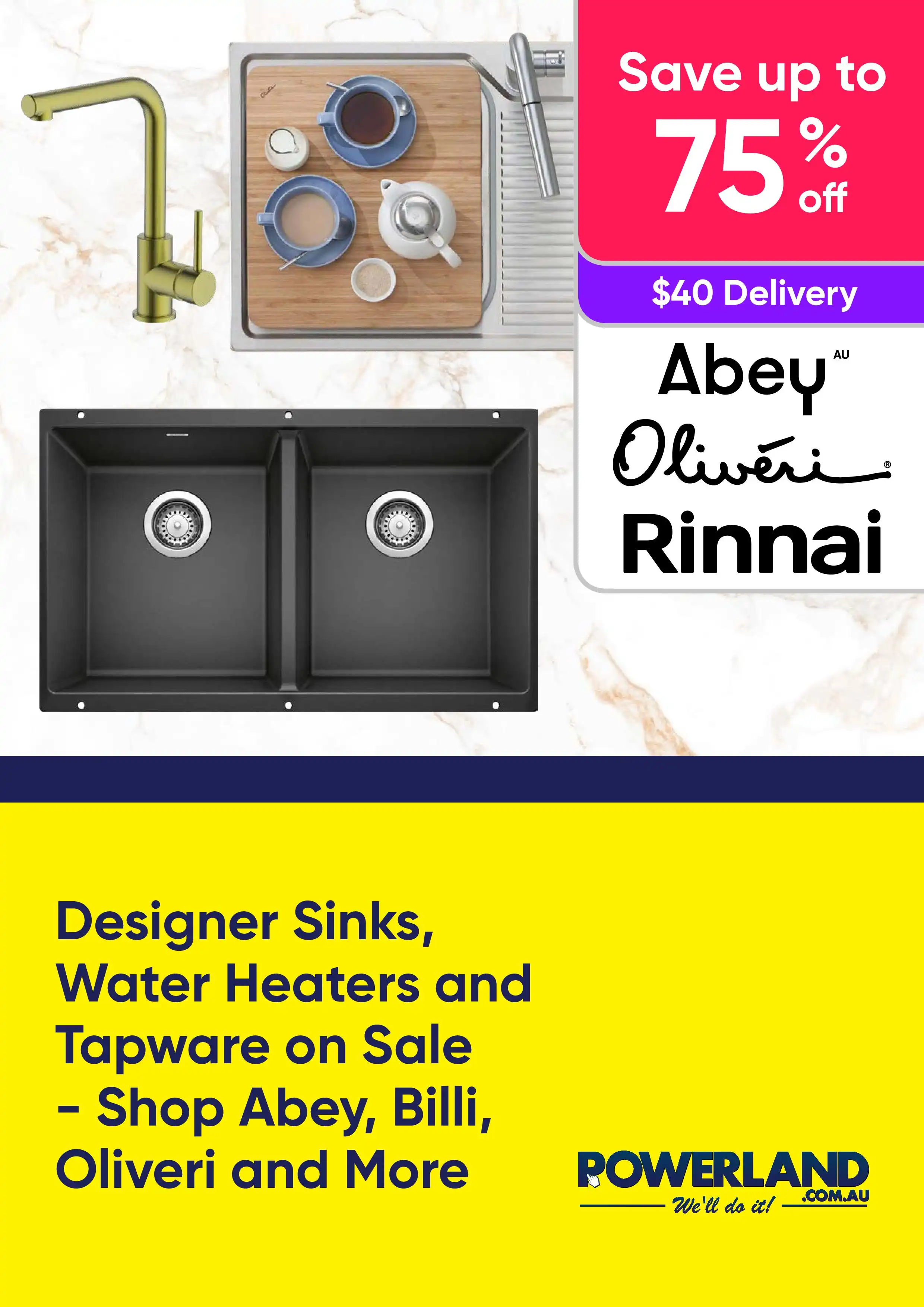 Save Up To 75% Off RRP on Designer Sinks, Water Heaters and Tapware