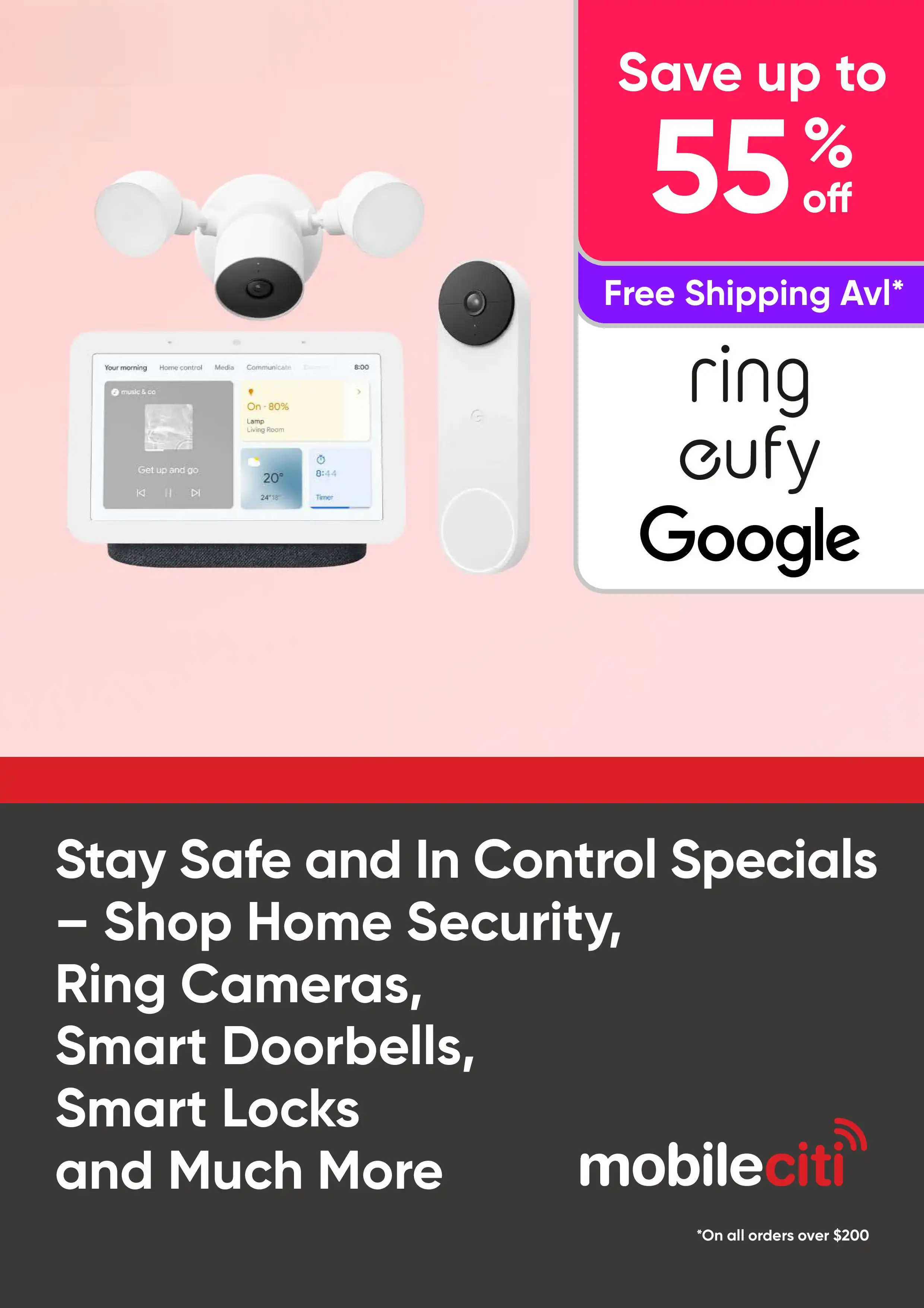 Stay Safe and In Control Specials - Save Up to 55% Off Home Security, Ring Cameras, Smart Doorbells, Smart Locks and Much More