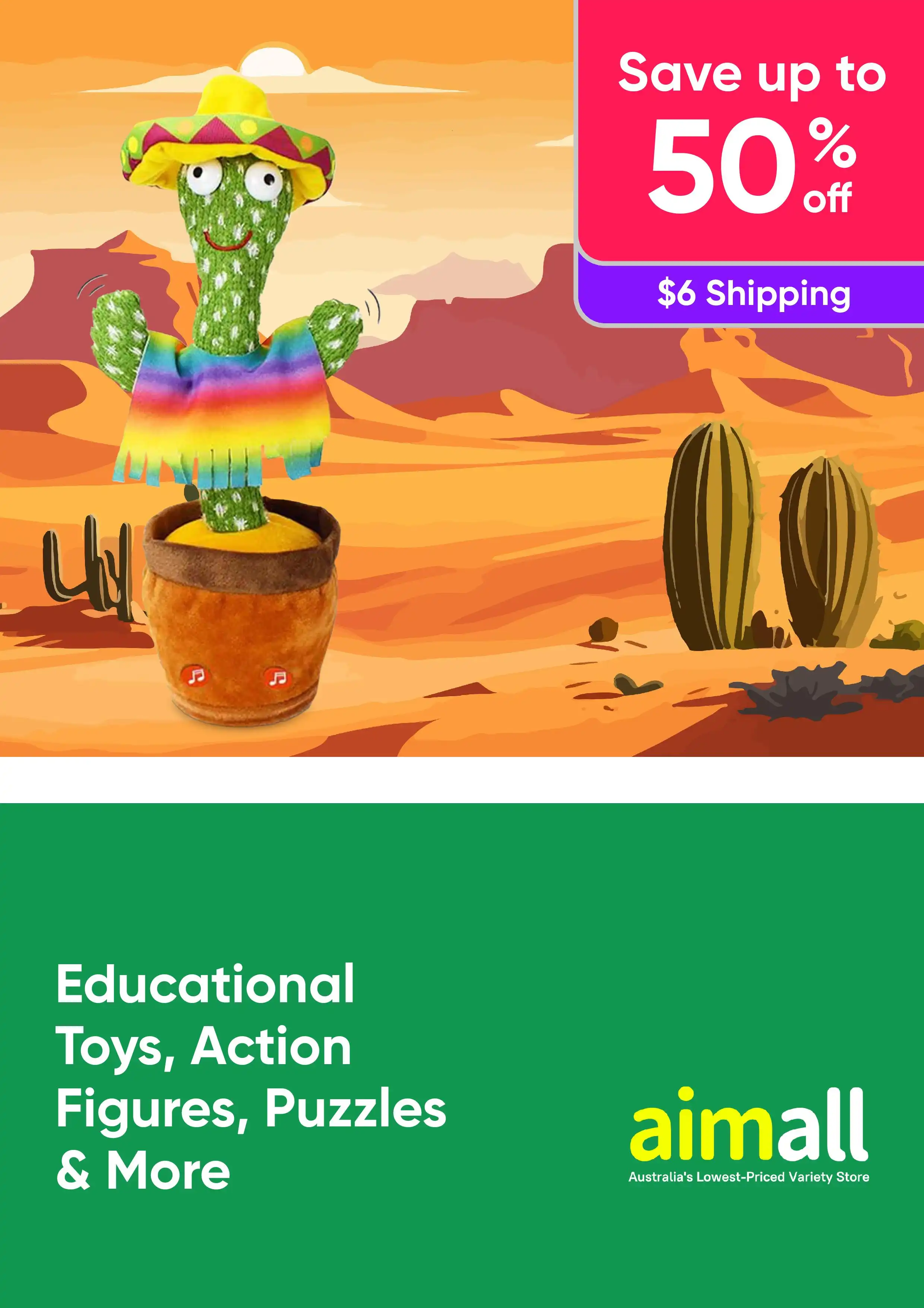 50% Off selected Education Toys, Action Figures, Puzzles and more