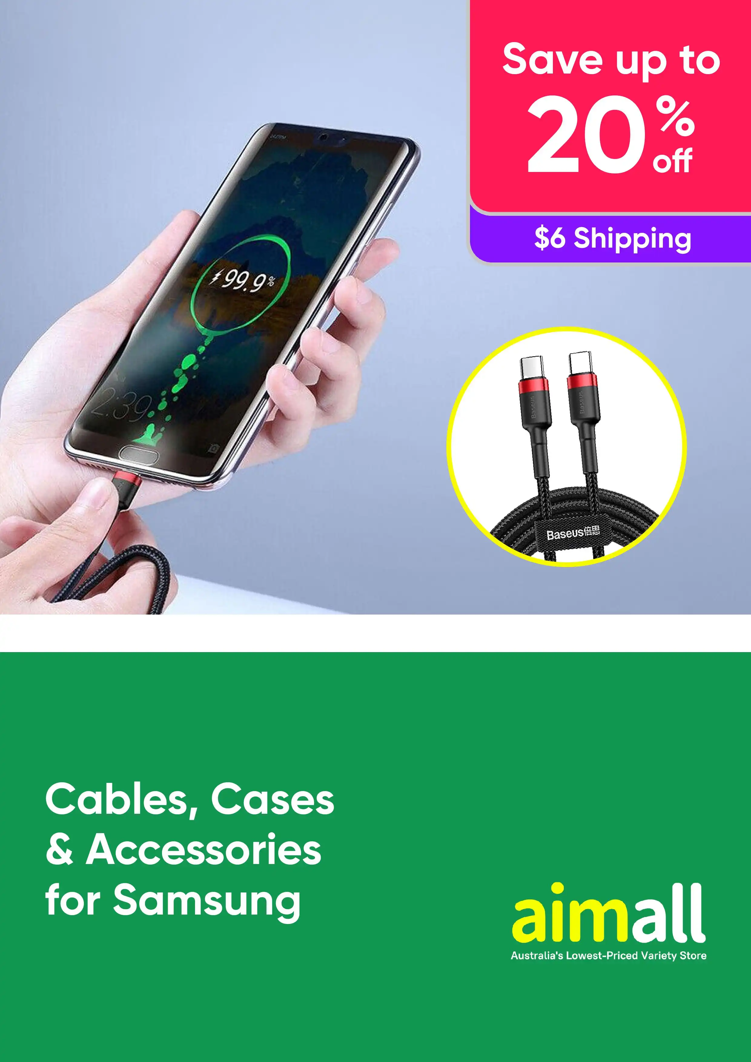 Up to 20% off cables, cases & accessories for Samsung