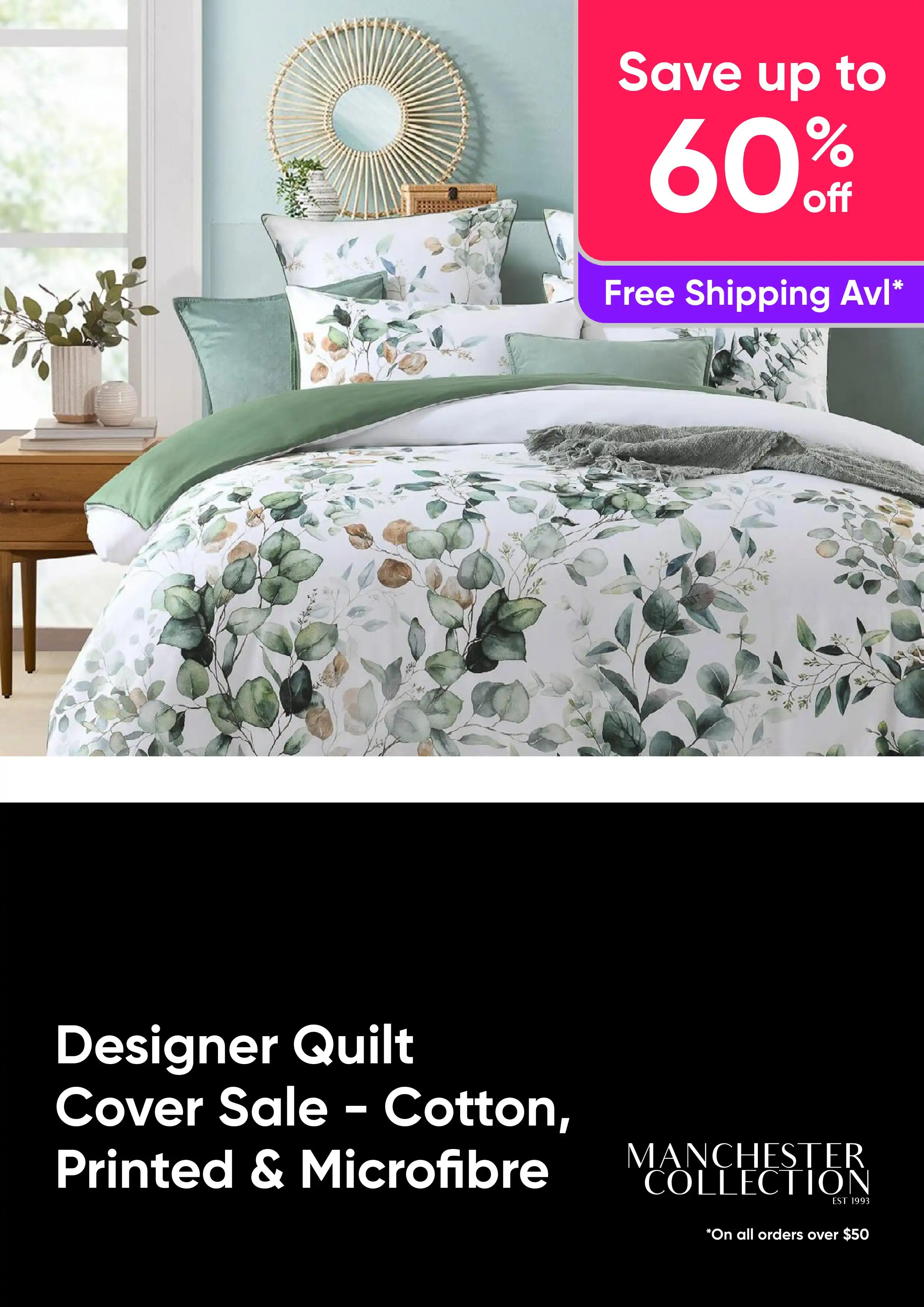 Designer Quilt Cover Sale - Shop Cotton, Printed, Microfibre Quilt Covers