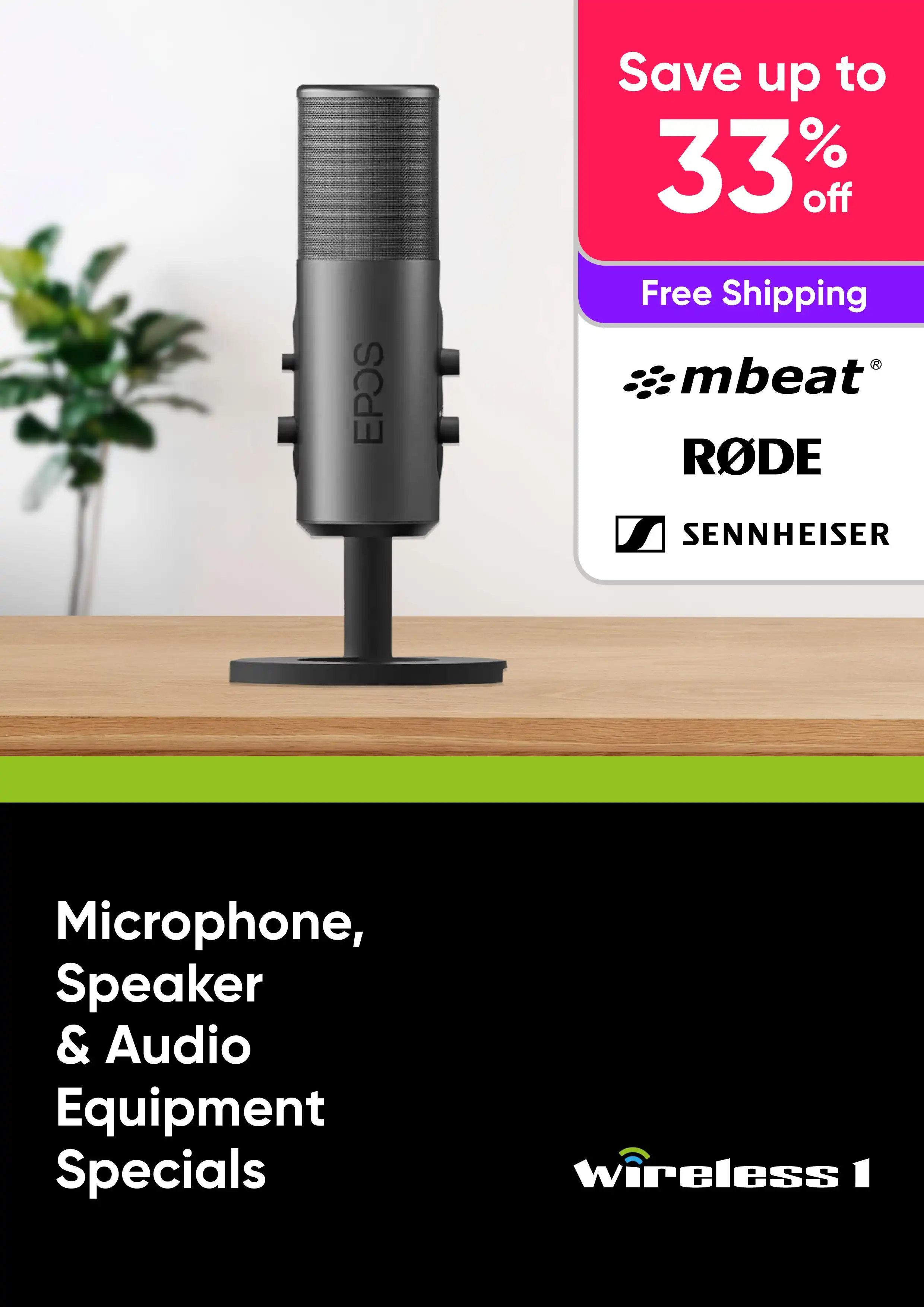 Save Up to 33% On Microphones, Speakers & Audio Equipment