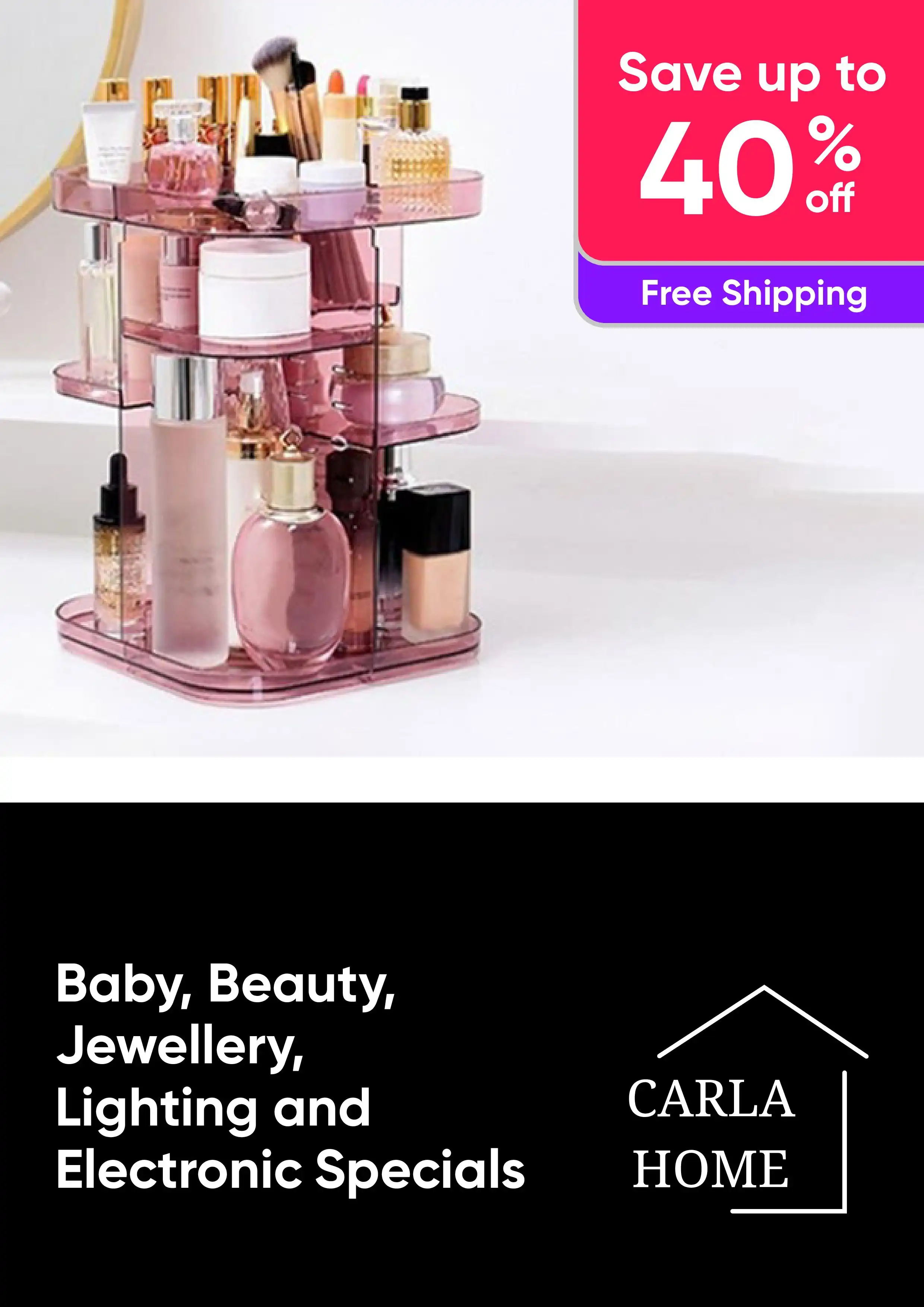 Save Up to 40% Off RRP On a Range of Baby, Beauty, Jewellery, Lighting and Electronics