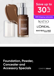 Foundation, Powder, Concealer and Accessory Specials - Natio, L'Oreal, Maybelline from $10