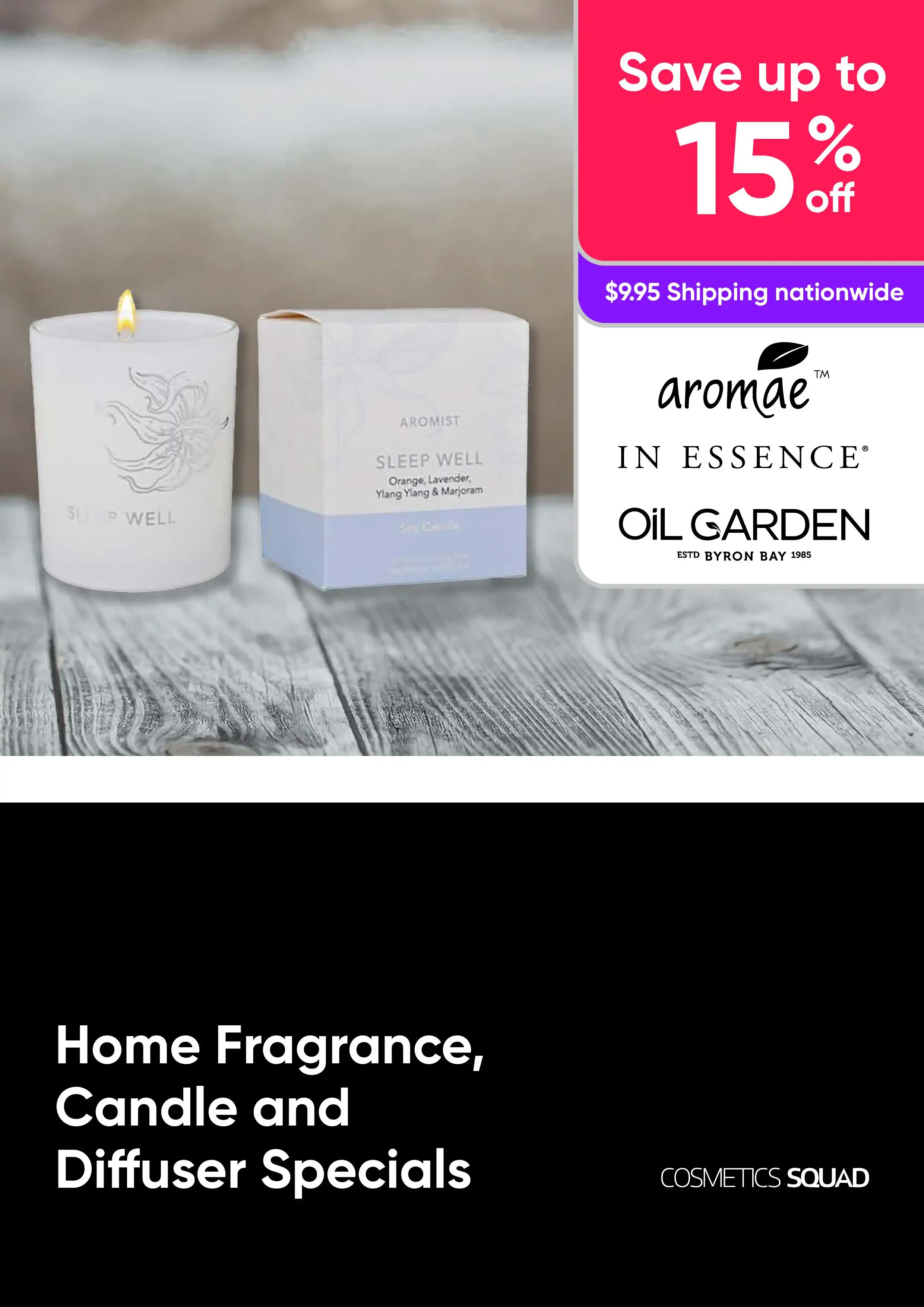 Home Fragrance, Candle and Diffuser Specials - Aromae, In Essence, Oil Garden - Deals from $10