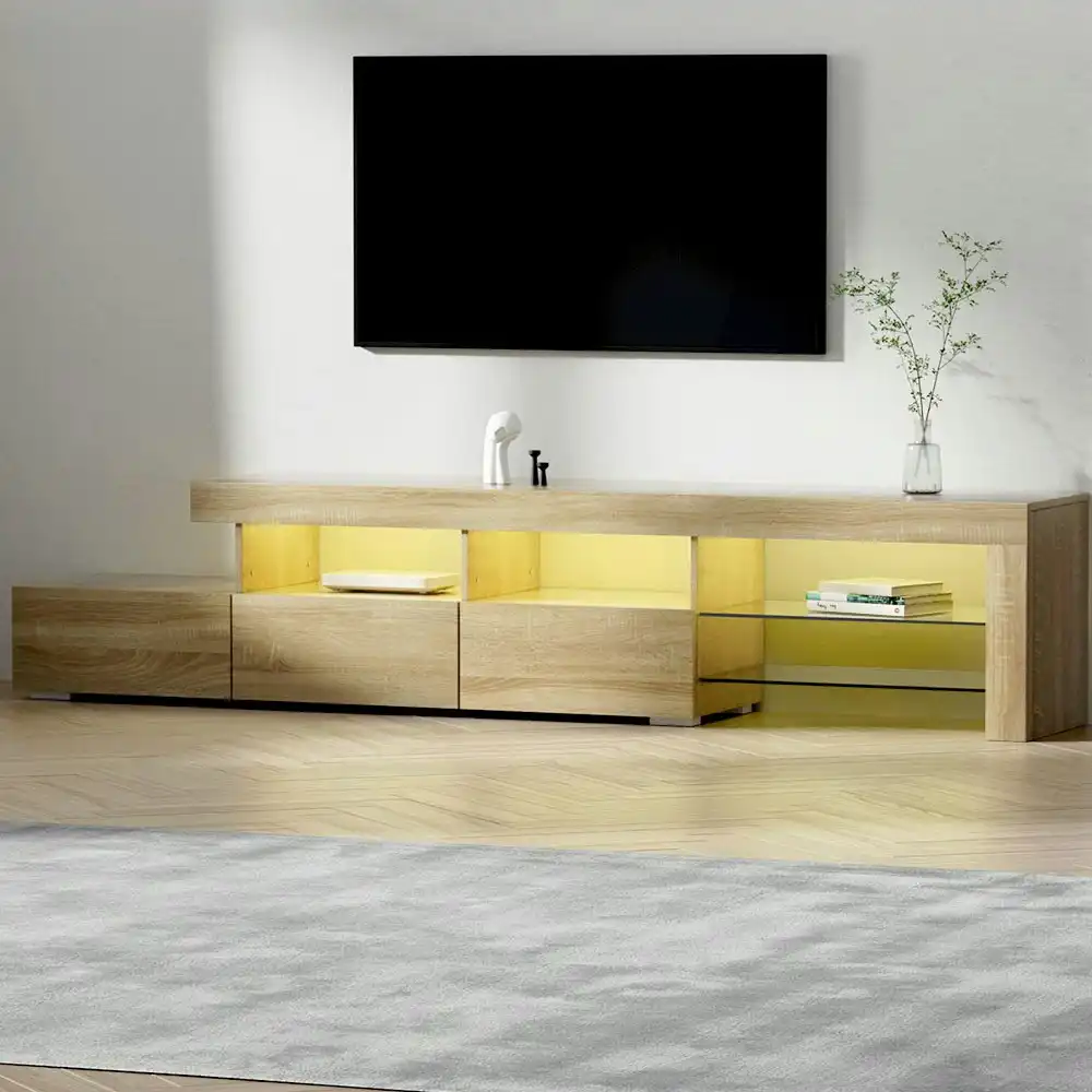 Artiss Entertainment Unit TV Cabinet RGB LED 215cm Wood