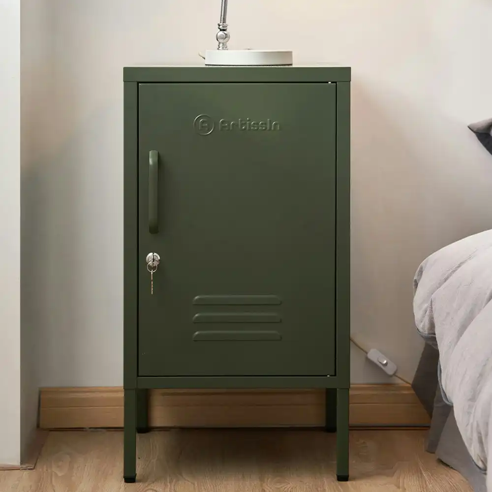 ArtissIn Metal Locker Side Table Storage Cabinet MINI Green