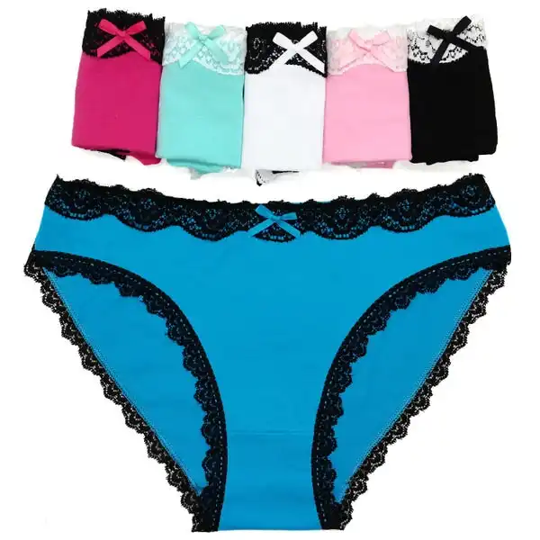 6 x Womens Sheer Spandex / Cotton Briefs - Assorted Colours Underwear Undies 89477