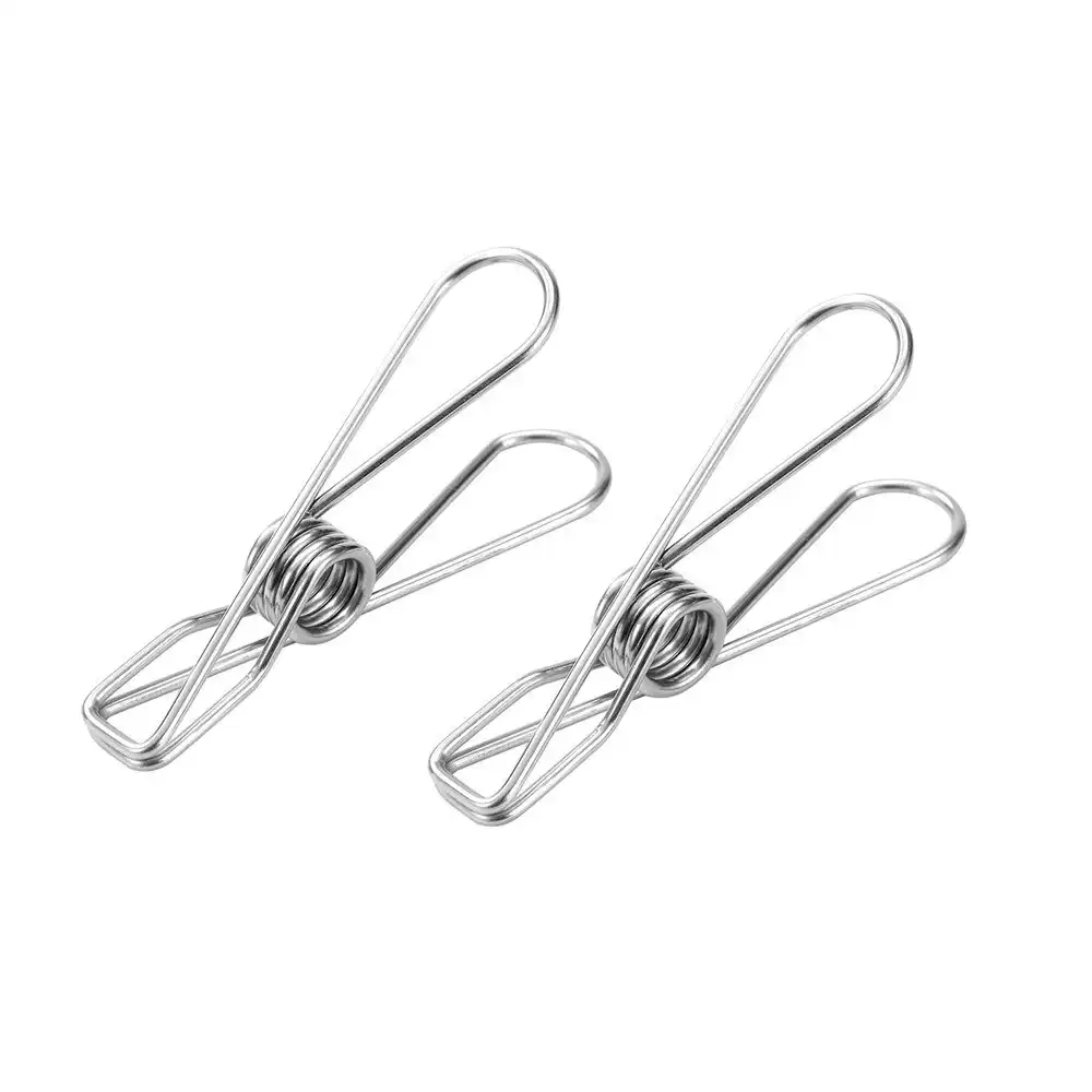 6x 20PK Boxsweden 6cm Stainless Steel Hanging Pegs Laundry Clothes Clips Silver