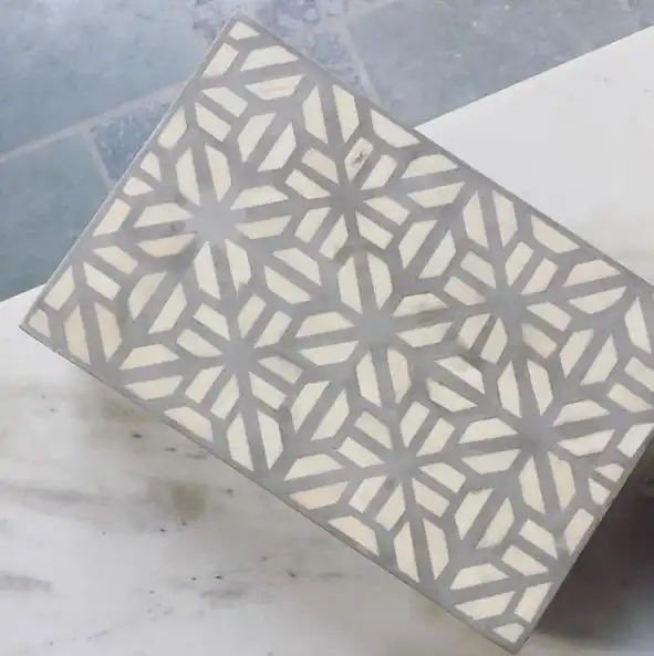 Zohi Interiors Bone Inlay Meera Box in Soft Grey