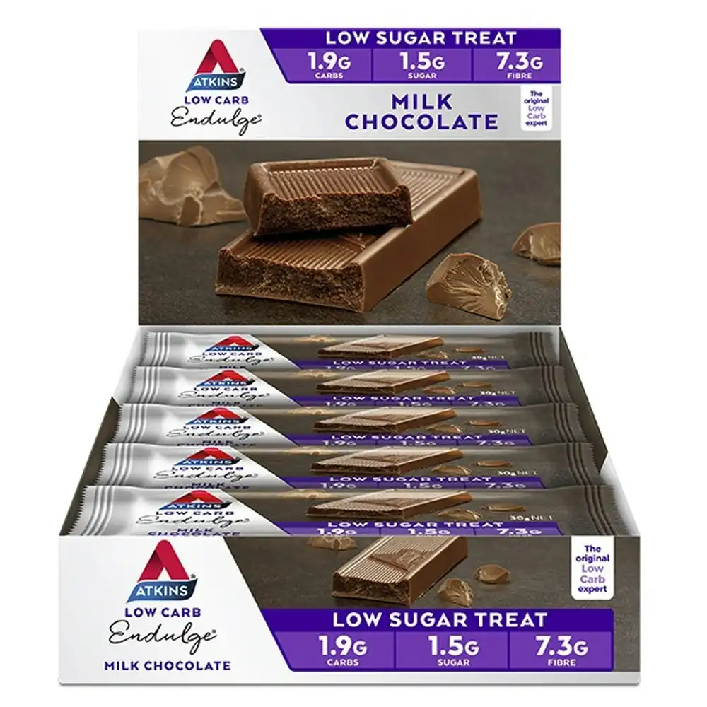 15pc Atkins Low Carb/Sugar 30g Endulge Protein Bar Diet Snack Milk Chocolate