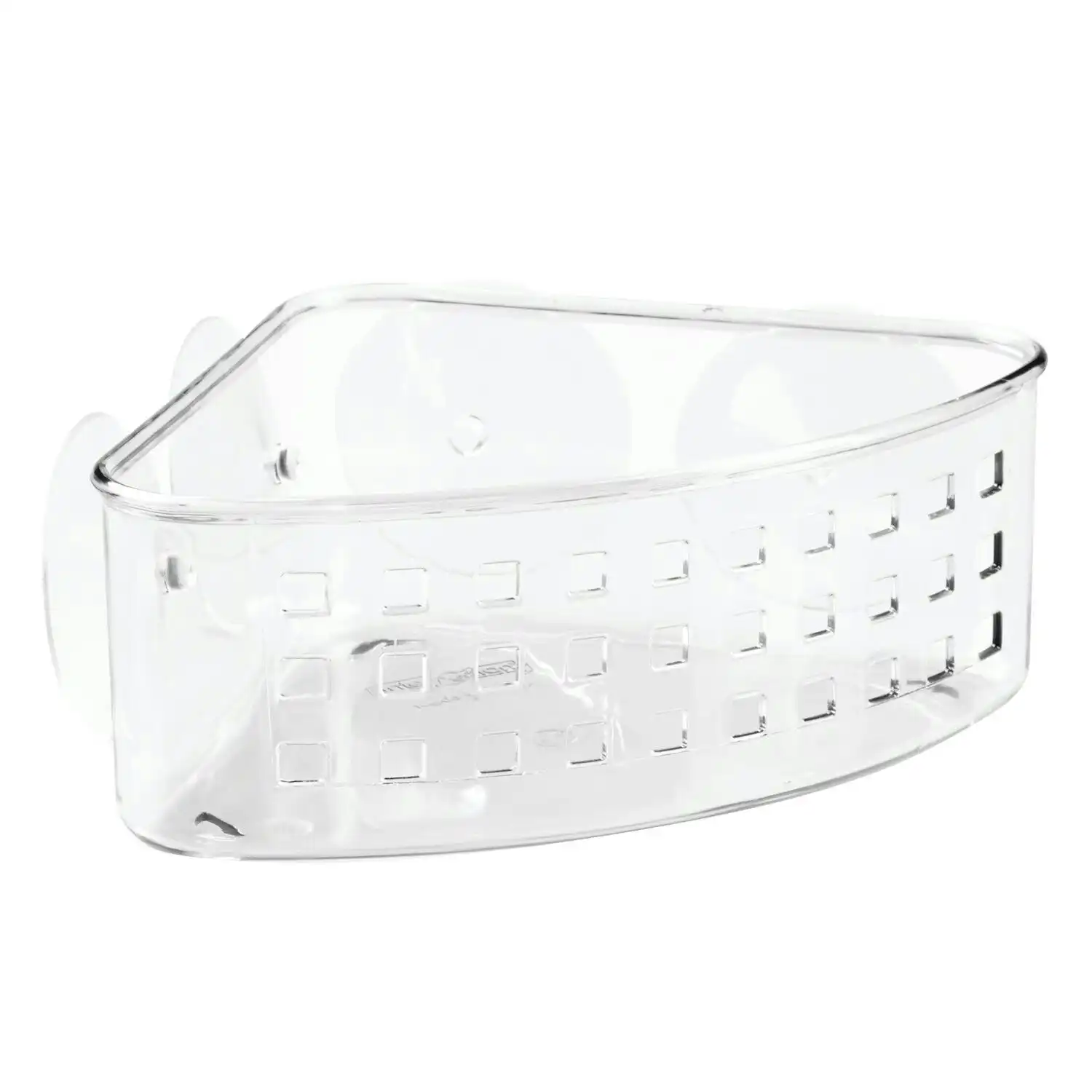 Idesign 23x16.5cm Shower Caddy Corner Suction Basket Shampoo/Soap Storage Clear
