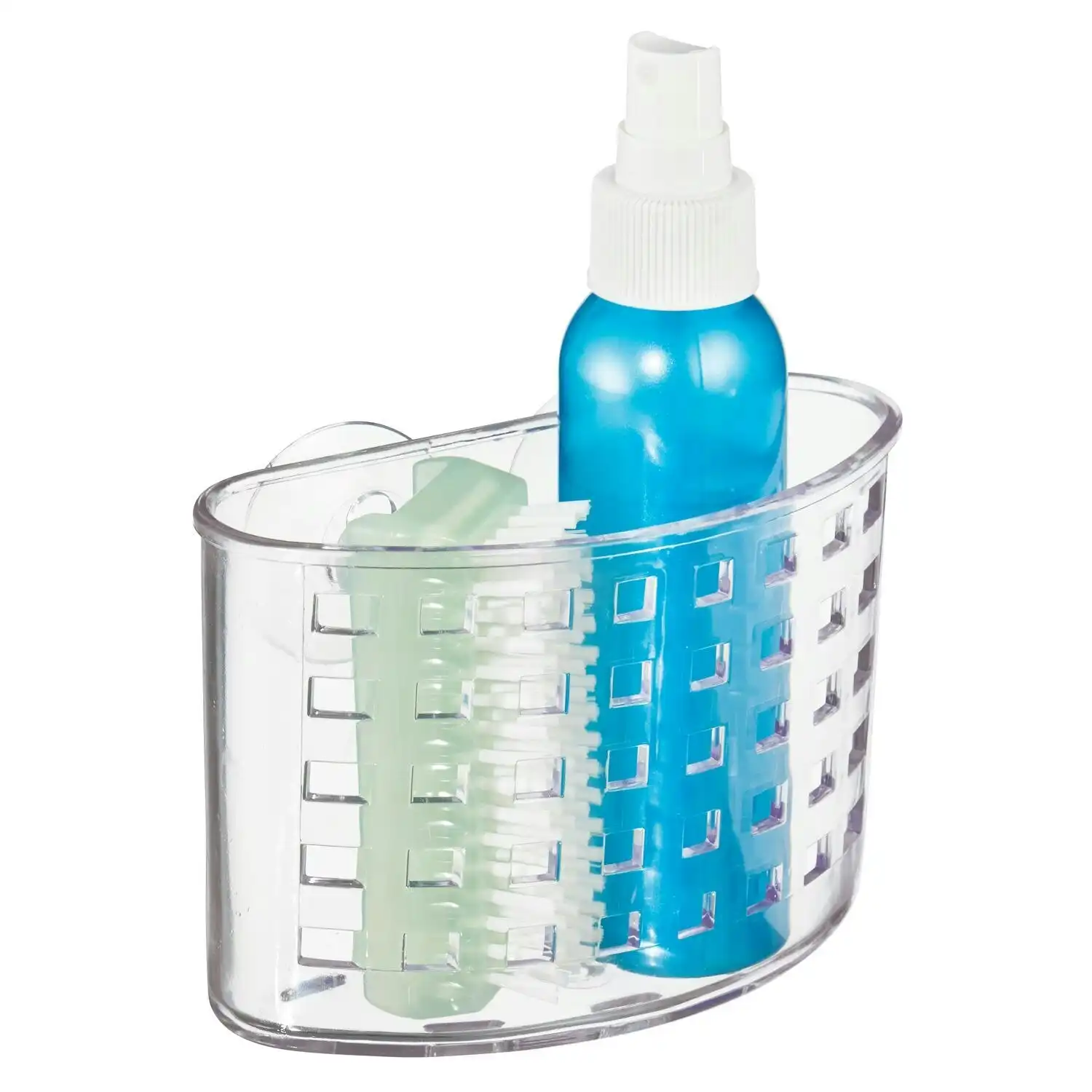 2x Idesign 13.5cm Suction Hanging Bath Organiser Toothbrush Storage Basket Clear