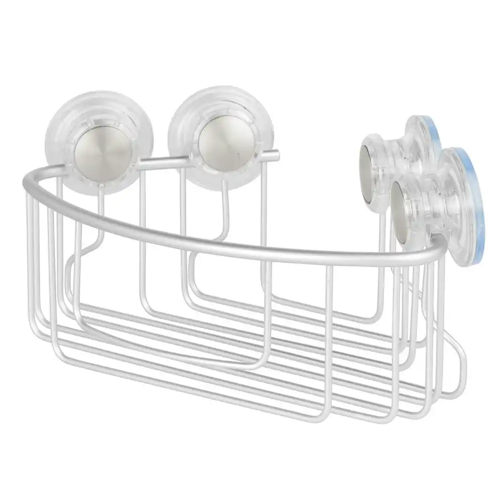 Idesign Metro Aluminium Suction Corner Shower Bathroom Caddy/Basket 24.3cm SIL