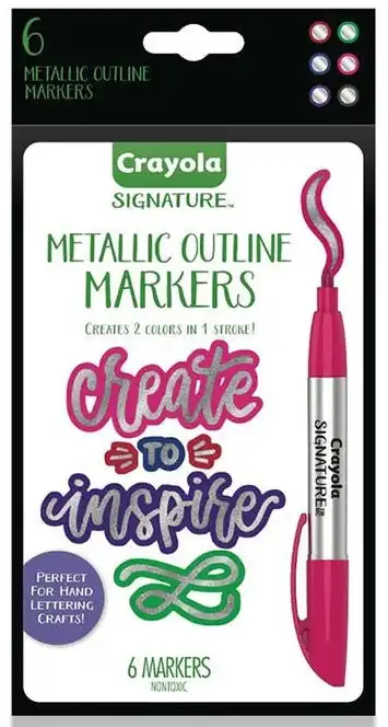 Crayola Signature 6 Count Metallic Outline Paint Markers