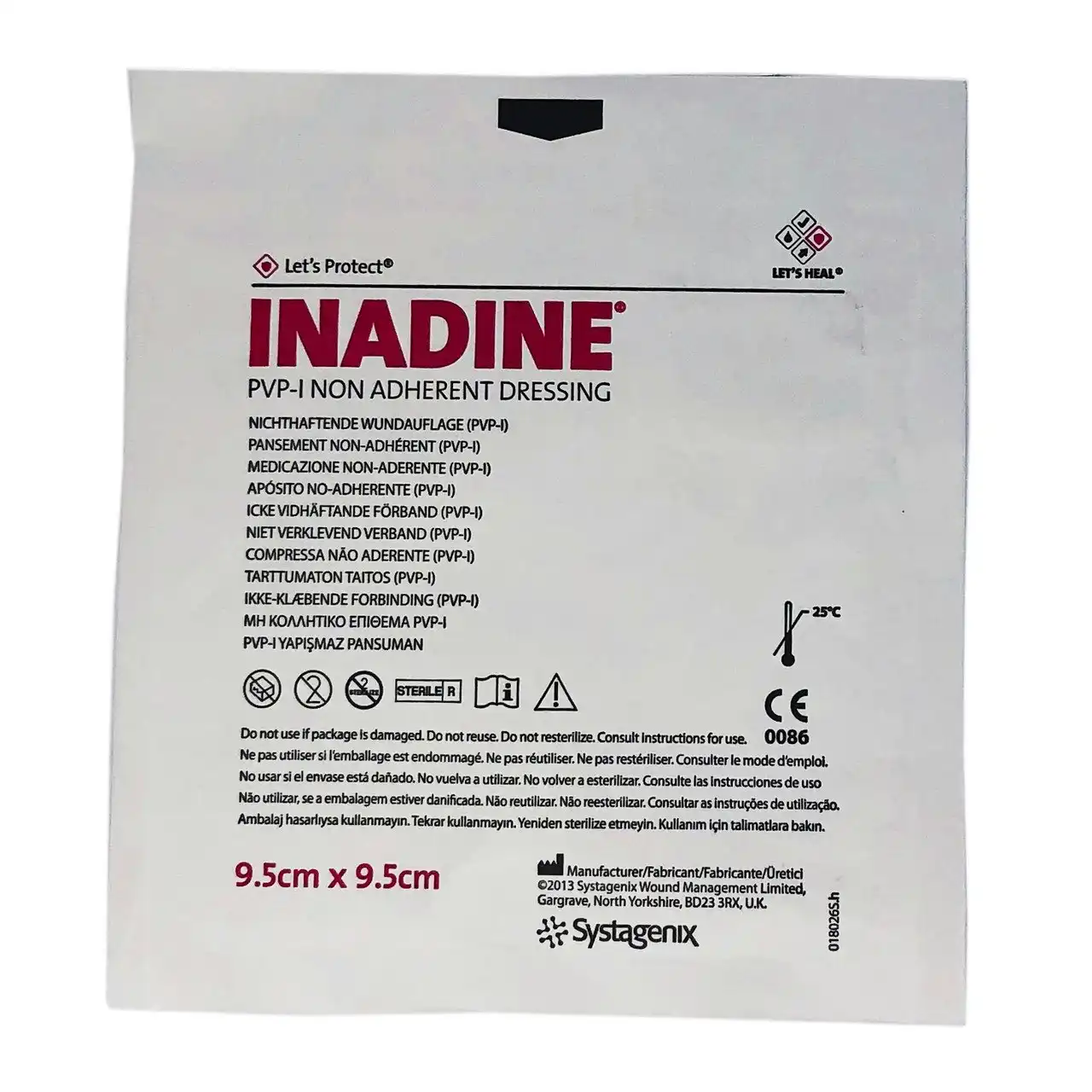 Inadine PVP-I Non Adherent Dressing 9.5cm x 9.5cm - Single Dressing (1 Pack)