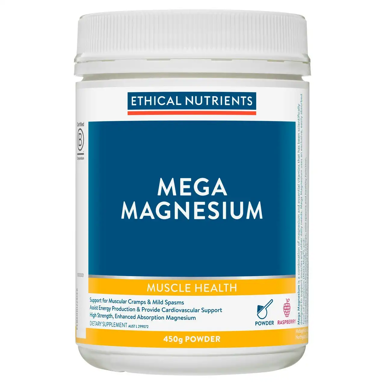 Ethical Nutrients Mega Magnesium 450g Powder Raspberry