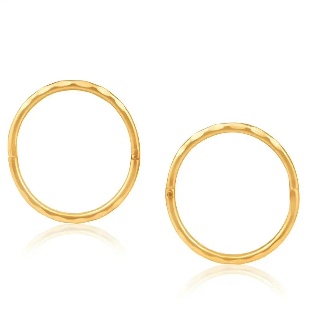 9ct Yellow Gold 13mm Faceted Sleeper Earrings