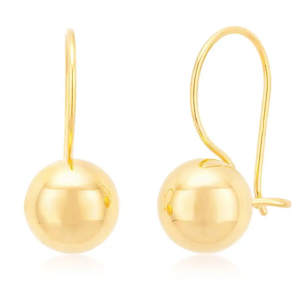9ct Yellow Gold 7mm Euroball Earrings