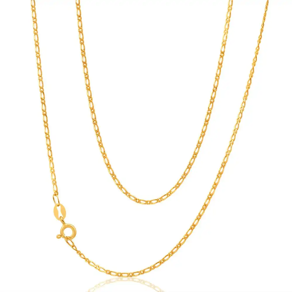 9ct Yellow Gold SOLID 40Gauge Figaro 55cm 1:1 Chain